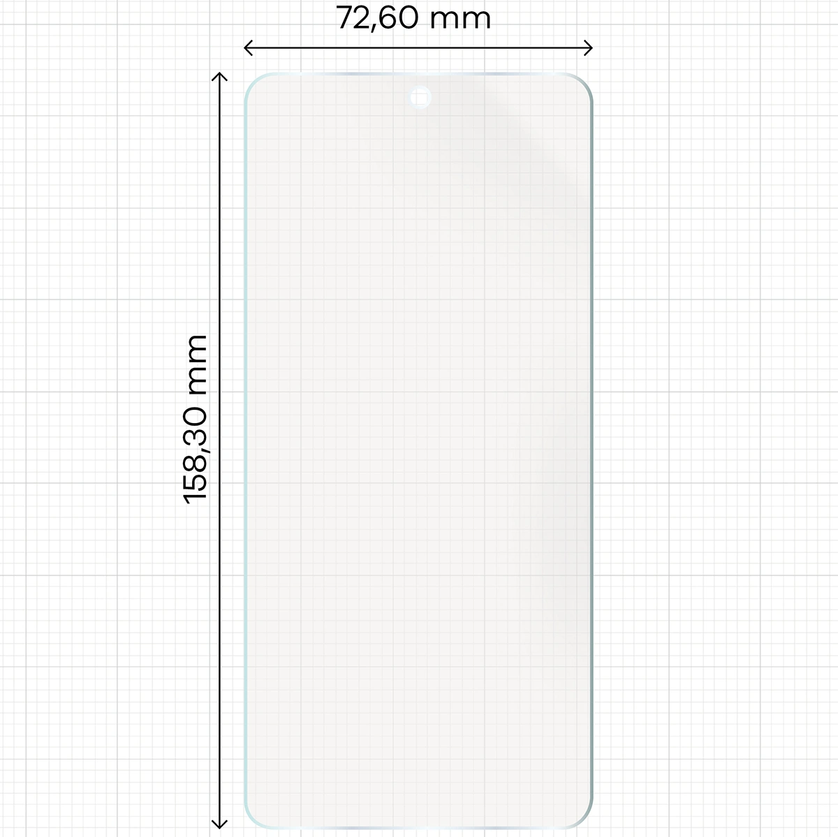 Miarka z wymiarami folii matowej Bizon Glass Film Sun do Realme GT 7T