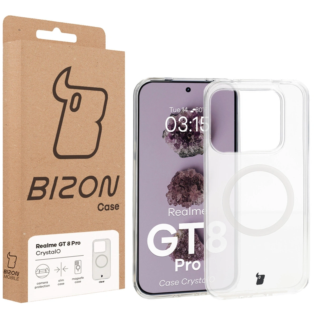 Front of the Bison Case box with a dedicated label for Realme GT 8 Pro