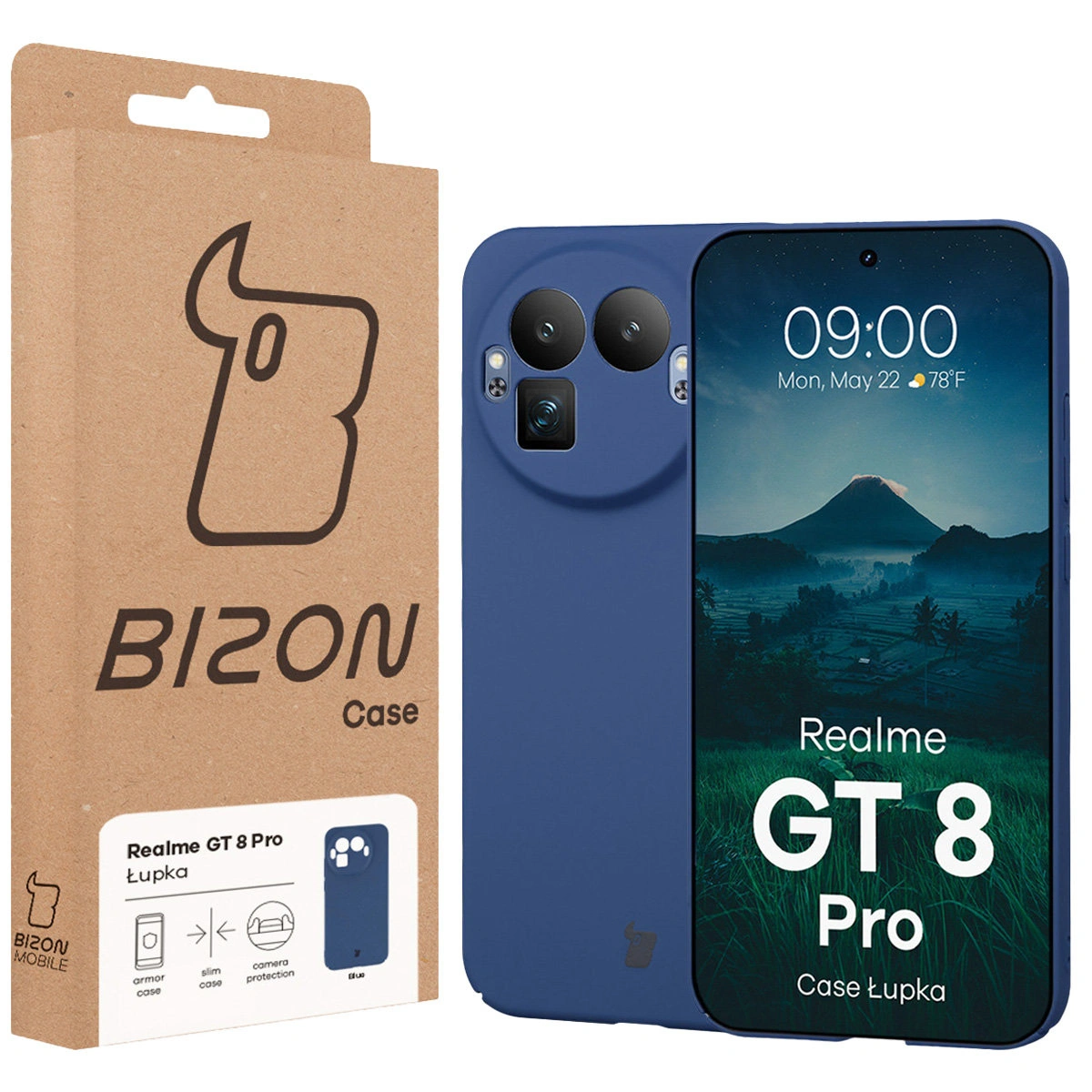 Front of the Bizon Case box with a dedicated label for Realme GT 8 Pro