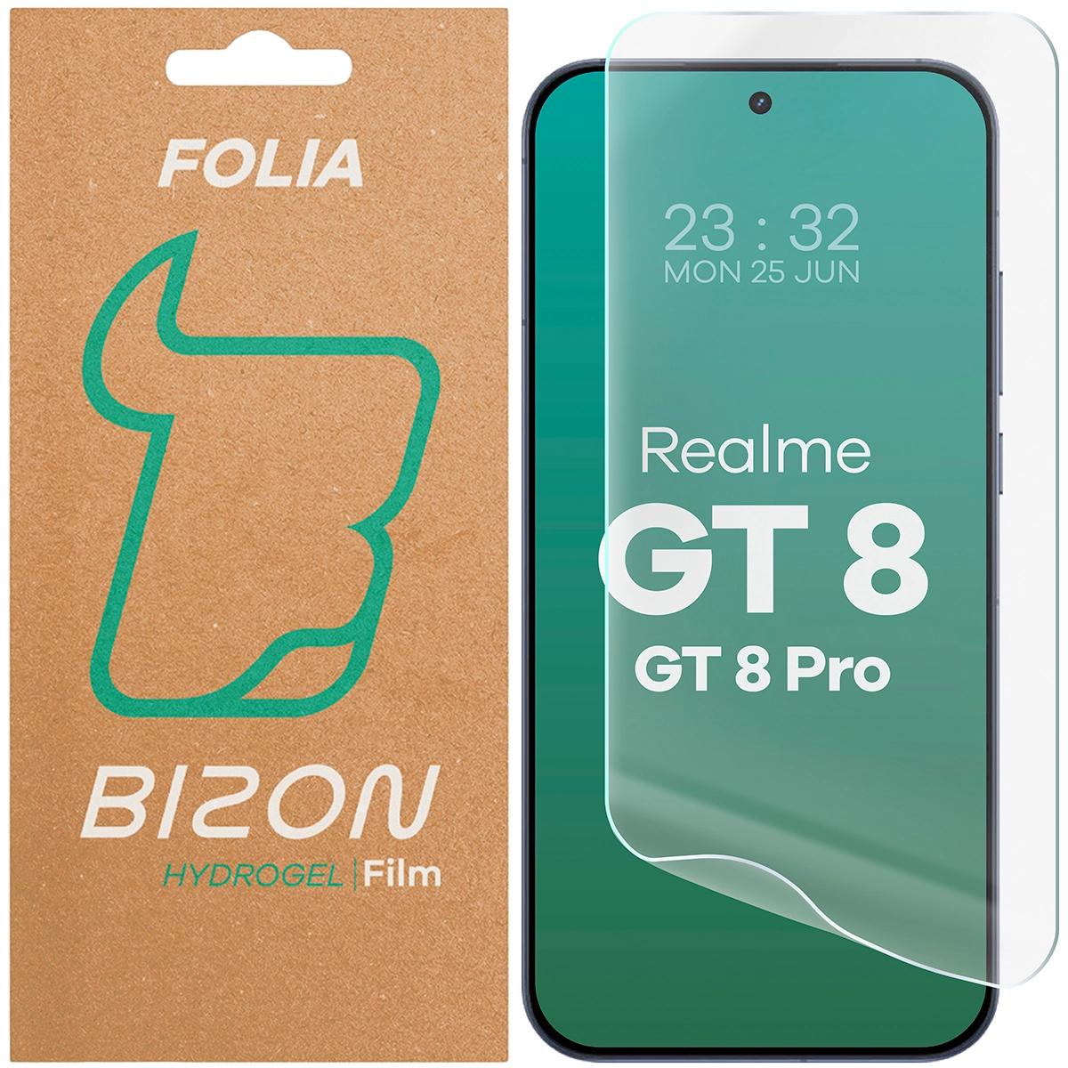 Pudełko i folia hydrożelowa na ekran Bizon Glass Hydrogel Front do Realme GT 8 / Realme GT 8 Pro