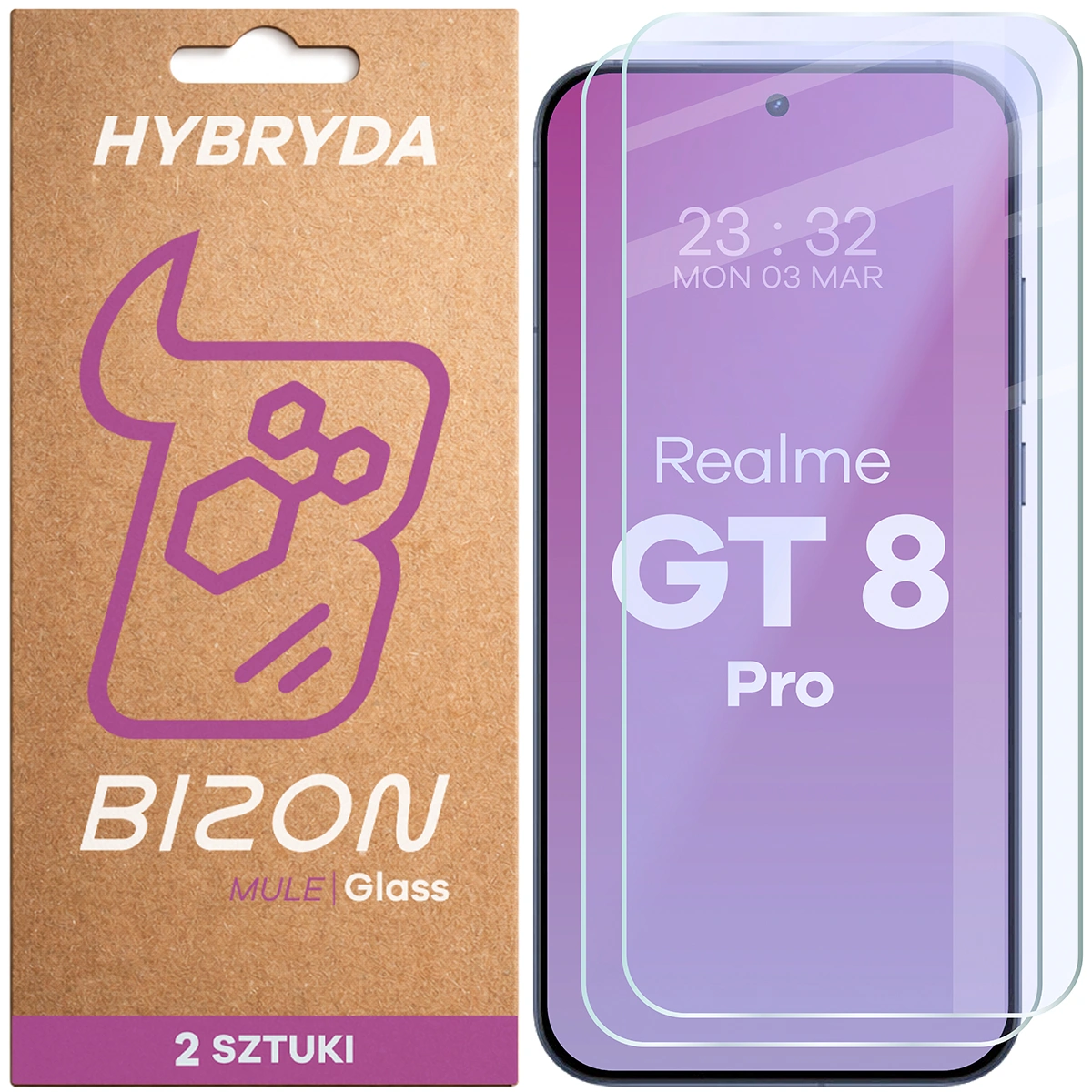 Elastyczne szkło hybrydowe Bizon Glass Mule Duo do Realme GT 8 Pro, 2 sztuki