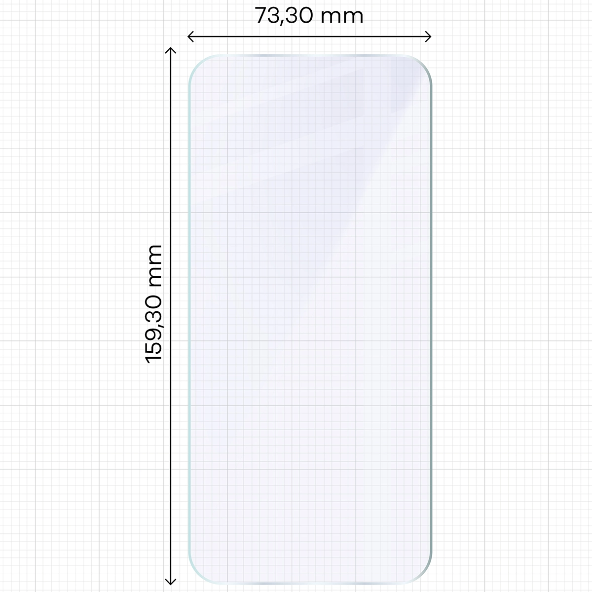 Miarka z wymiarami szkła hybrydowego Bizon Glass Mule Duo do Realme GT 8 Pro