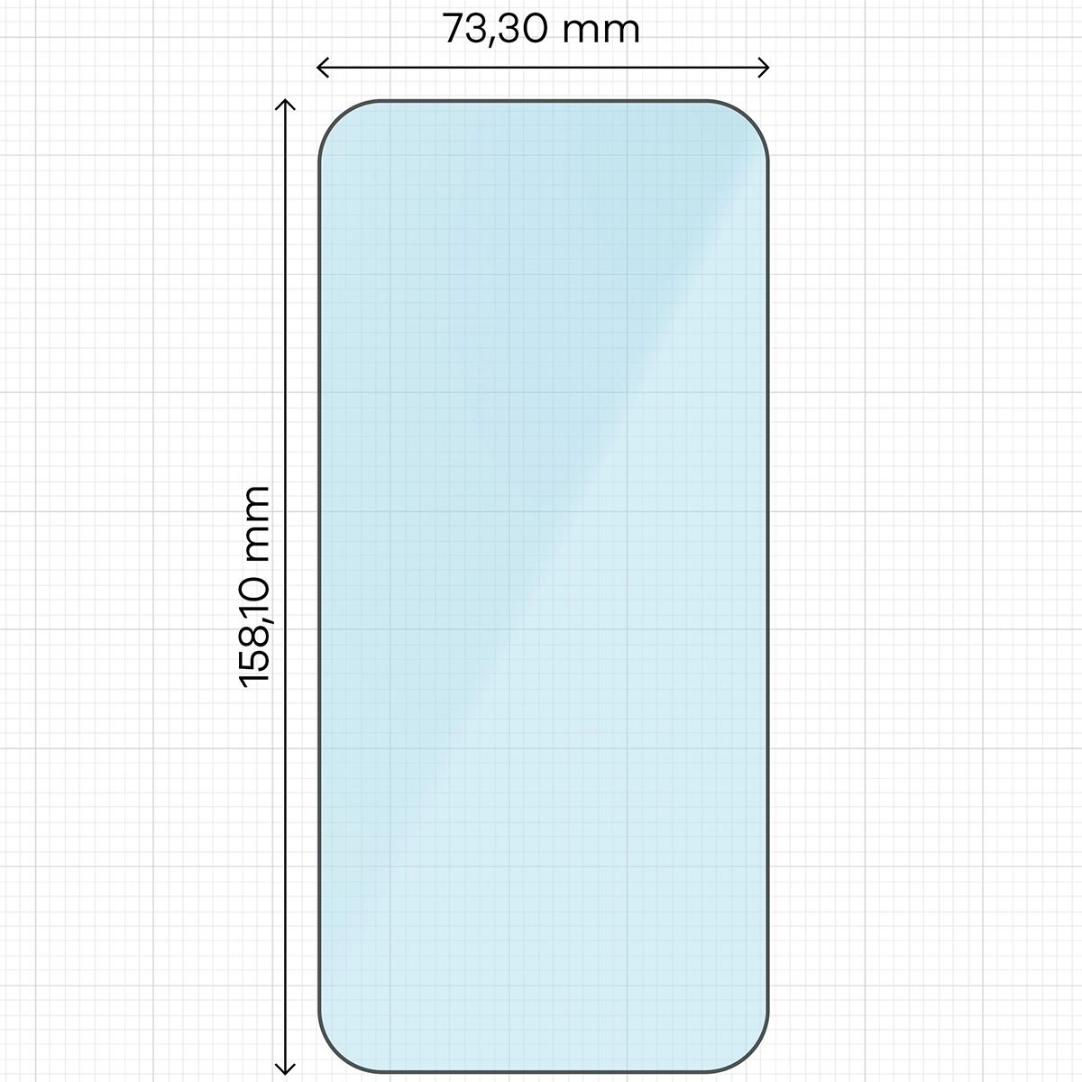 Maßband mit den Abmessungen des gehärteten Glases Bizon Smart Glass für Realme GT 8 / Realme GT 8 Pro