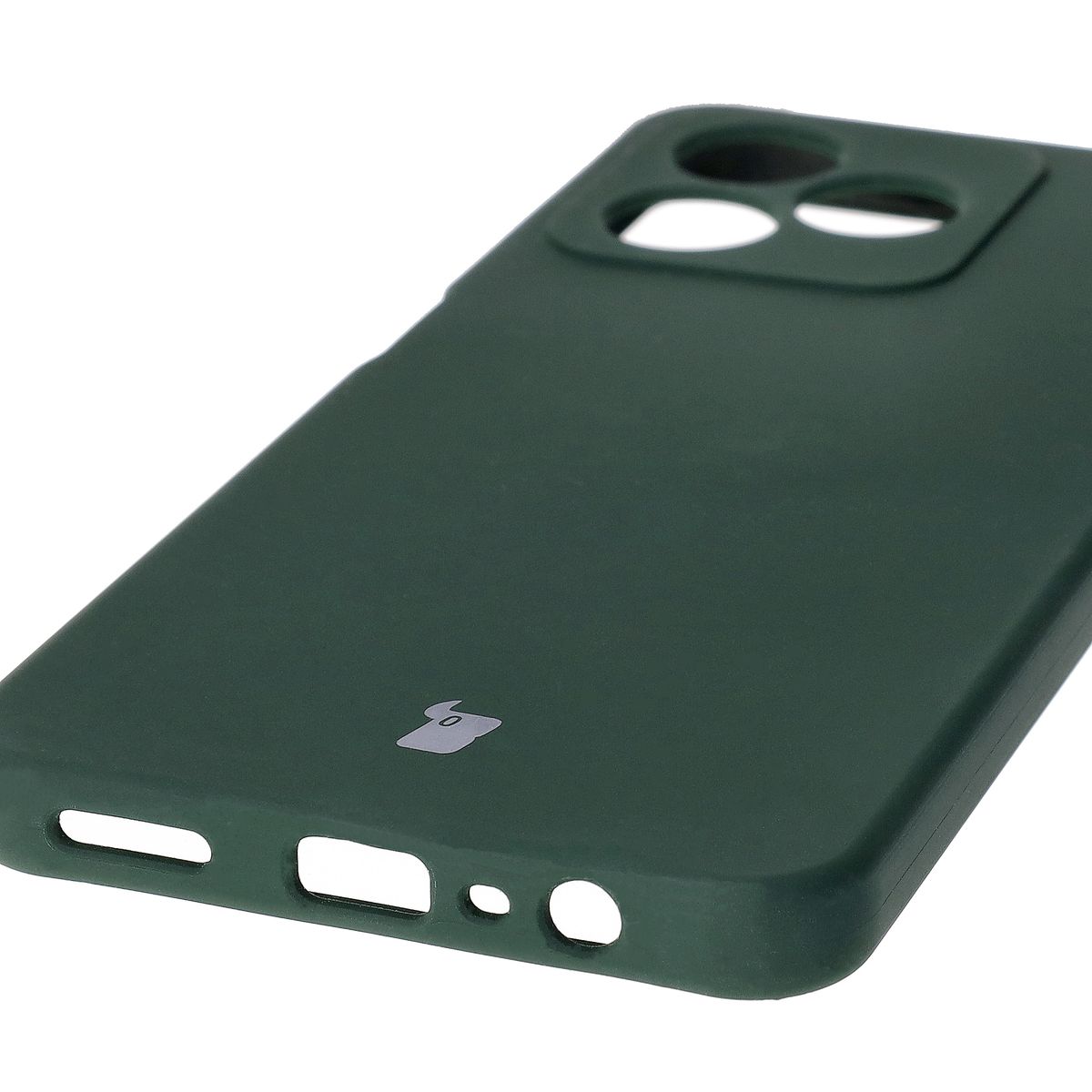 Close-up of precise cutouts and wireless charging capability in Bizon Soft Case