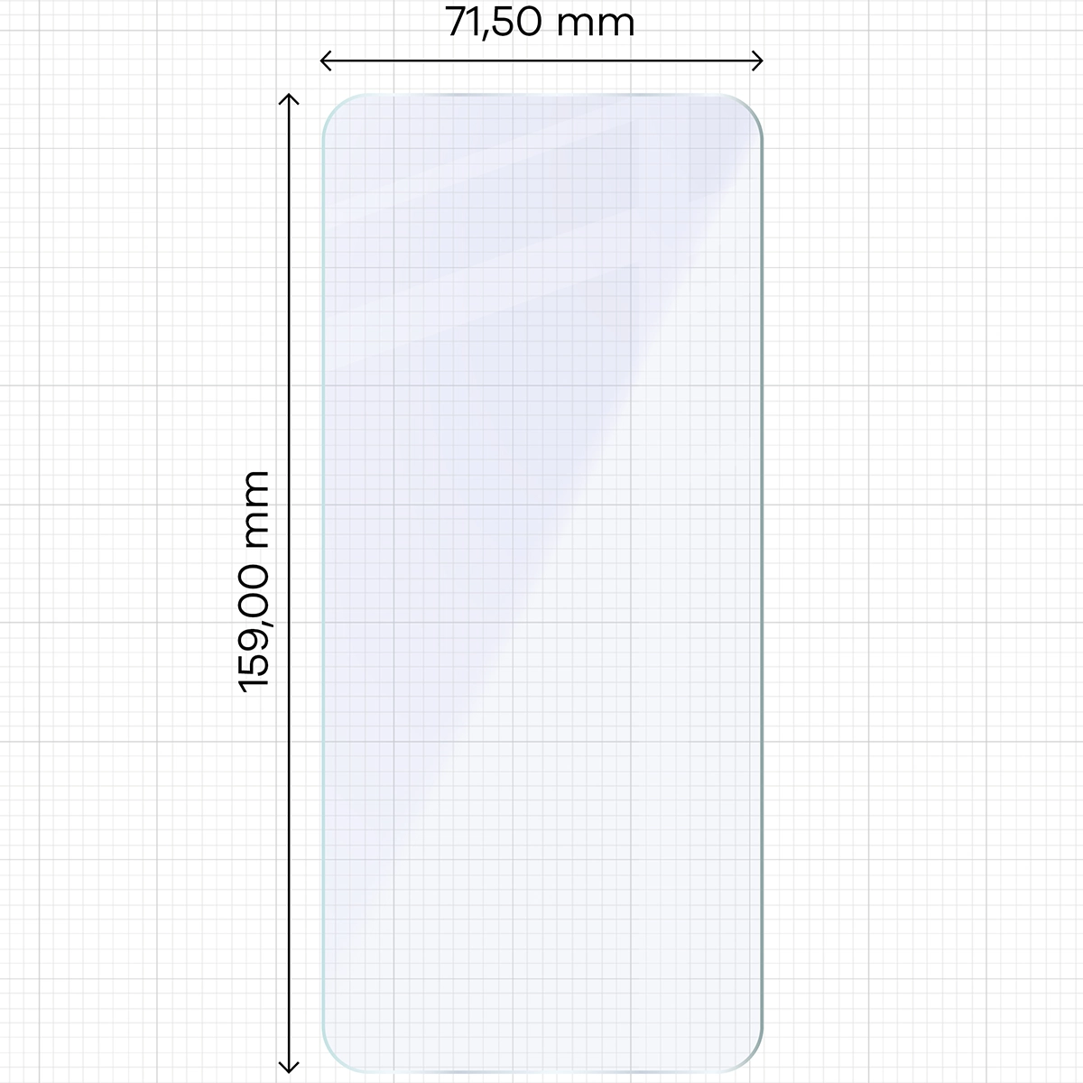 Miarka z wymiarami szkła hybrydowego Bizon Glass Mule do Realme P3 Lite