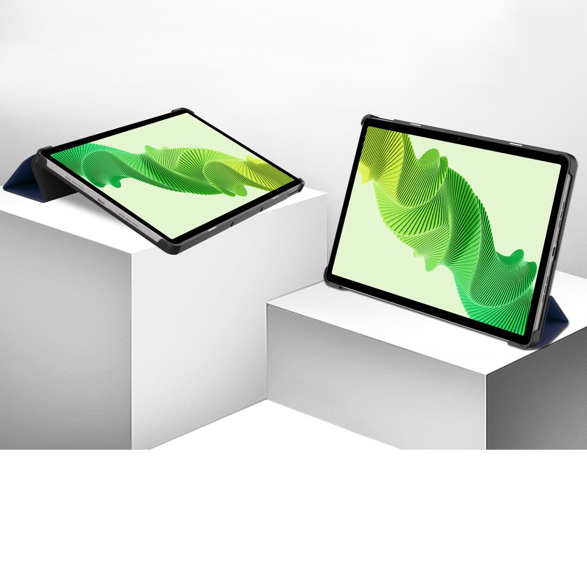 Klapphülle Bizon Case Tab Croc auf Ständern, die in zwei Winkeln eingestellt sind