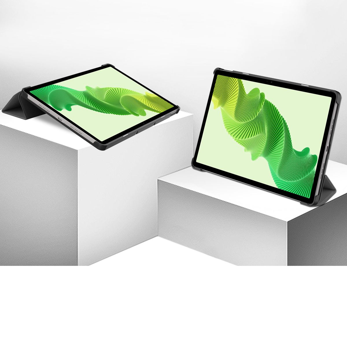 Klapptasche Bizon Case Tab Croc auf Ständern in zwei Winkeln