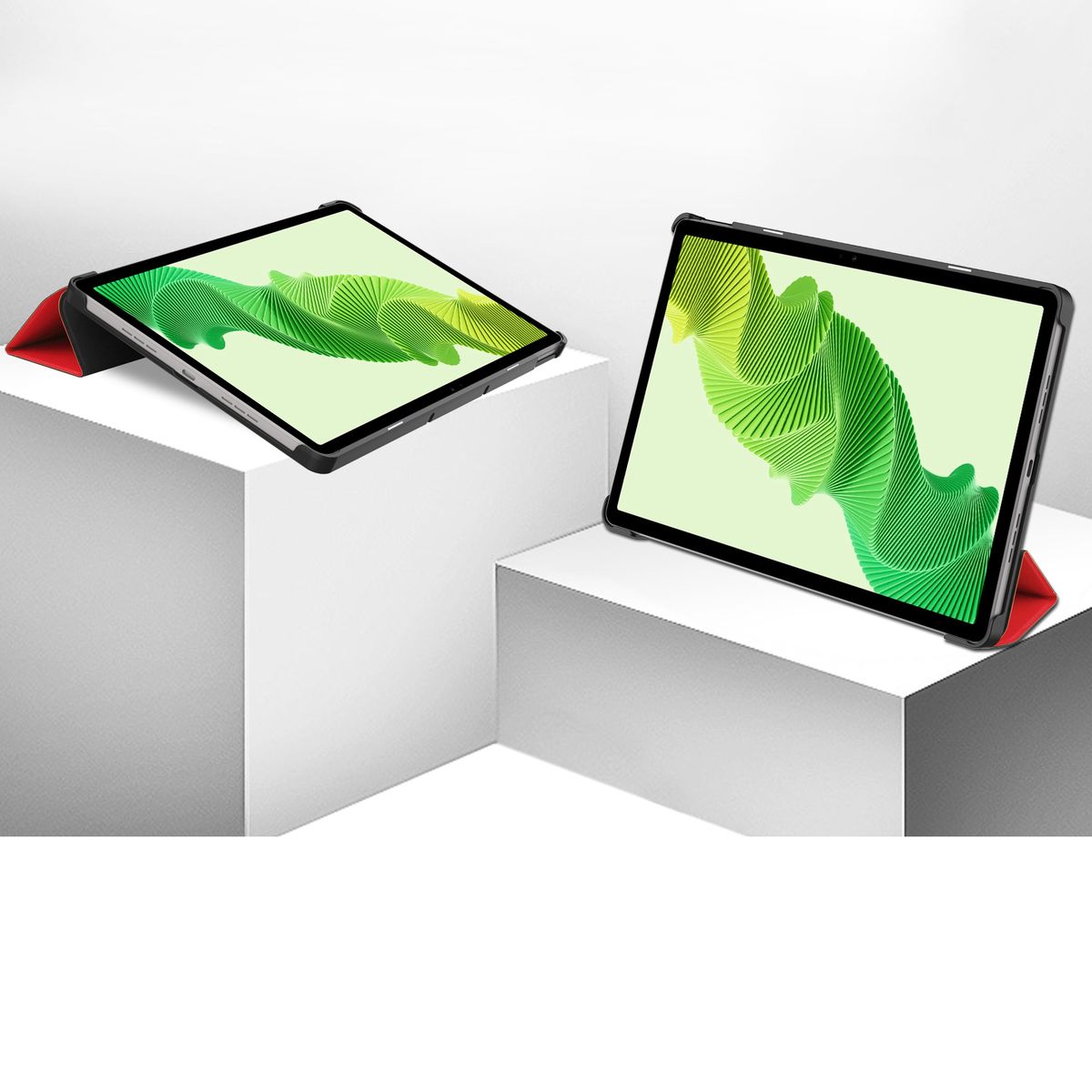 Hülle mit Klappe Bizon Case Tab Croc auf Ständern in zwei Winkeln eingestellt