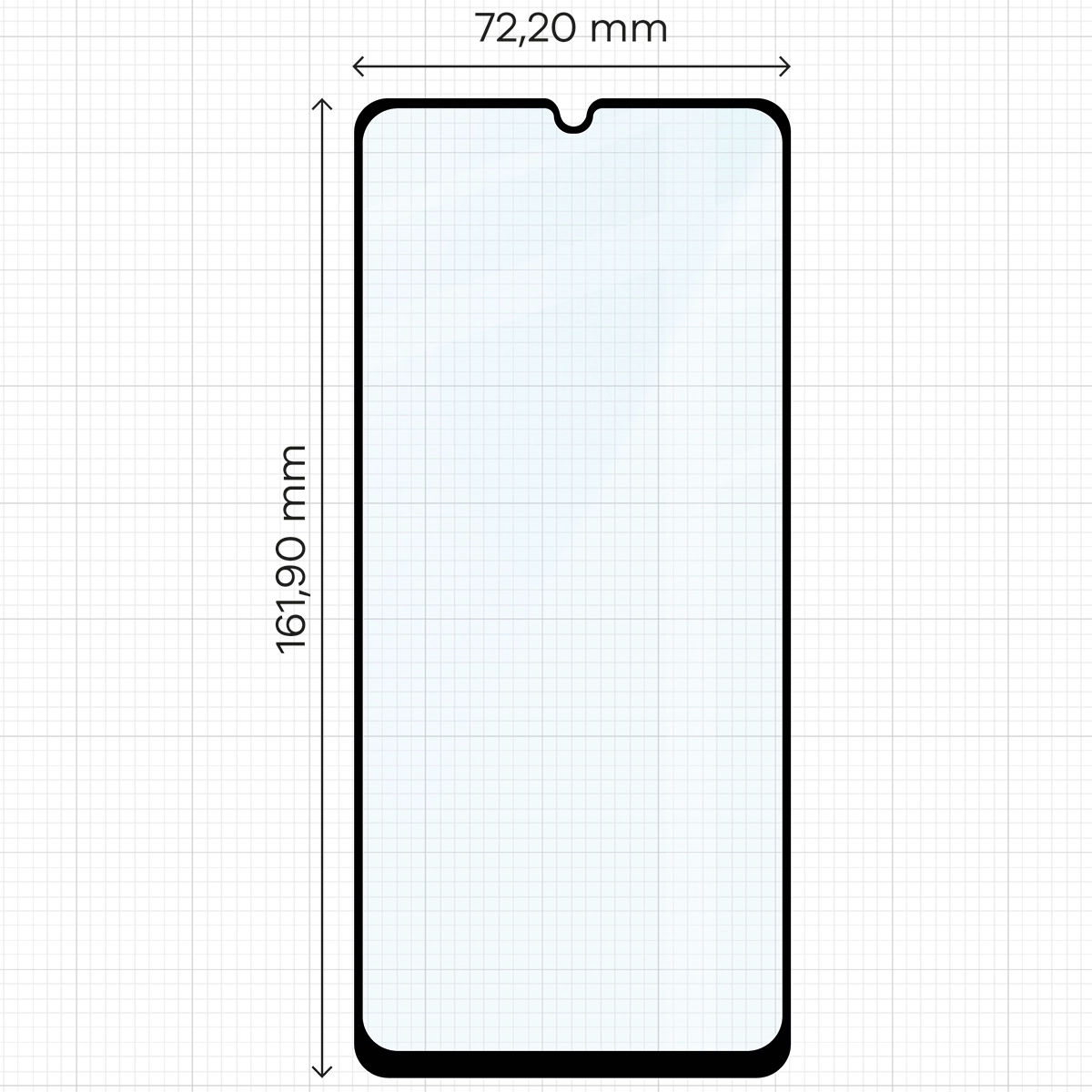 Wymiary szkła Bizon Glass Edge 2 do Samsung Galaxy A07 4G / 5G