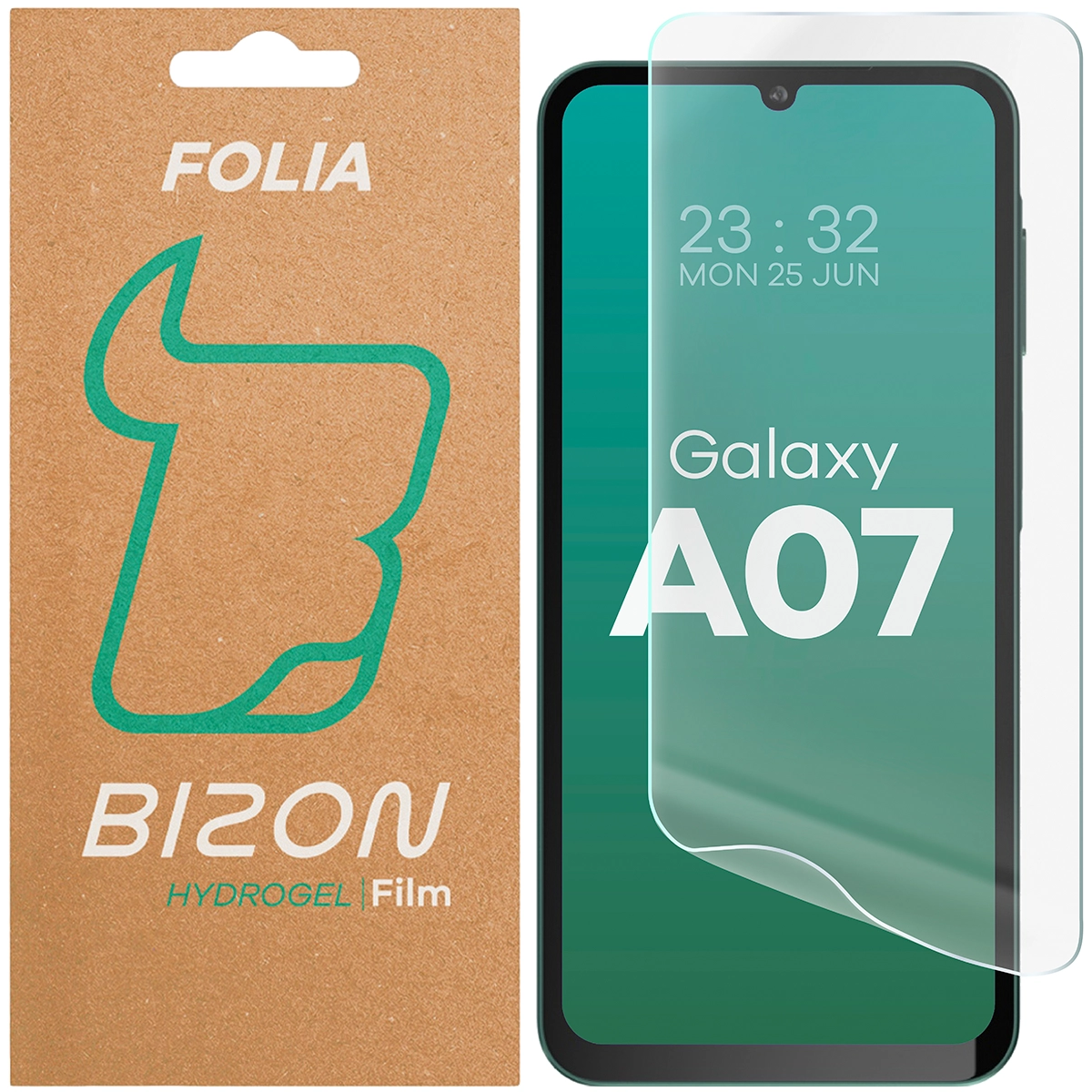 Pudełko i folia hydrożelowa na ekran Bizon Glass Hydrogel Front do Samsung Galaxy A07 4G / 5G