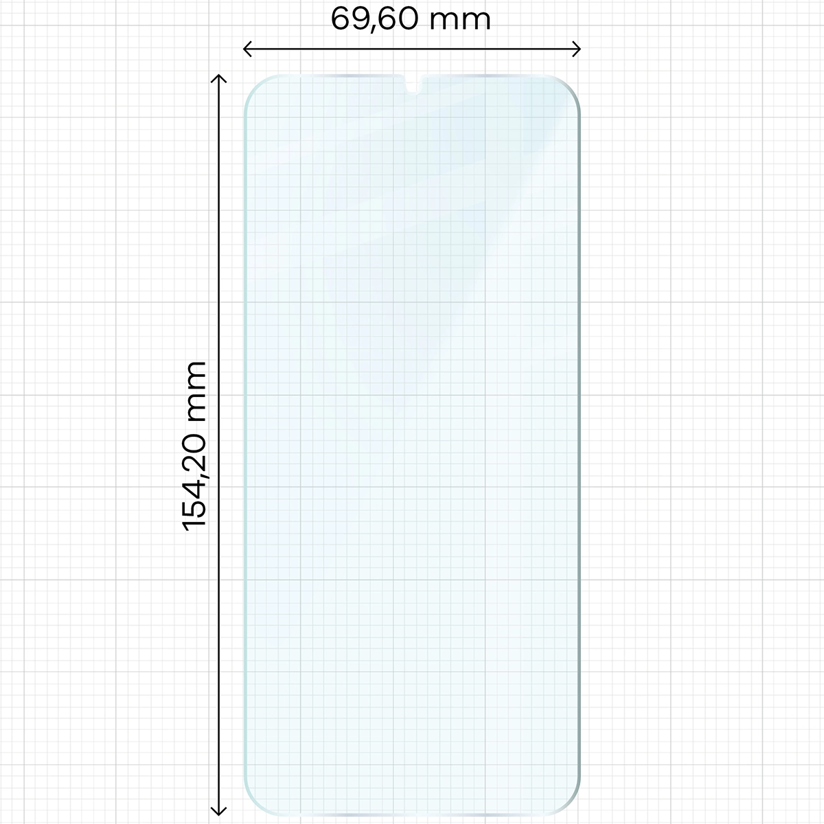Miarka z wymiarami szkła hartowanego Bizon Glass Clear Duo do Samsung Galaxy A15 4G/5G / Galaxy A25 5G / Galaxy M15 5G