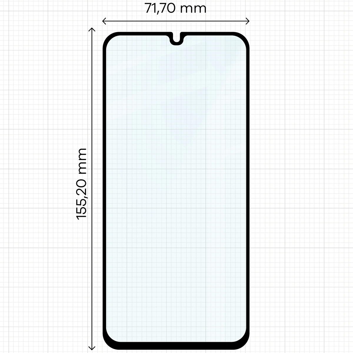 Wymiary szkła Bizon Glass Edge Duo do Samsung Galaxy A15 4G/5G / Galaxy A25 5G / Galaxy M15 5G