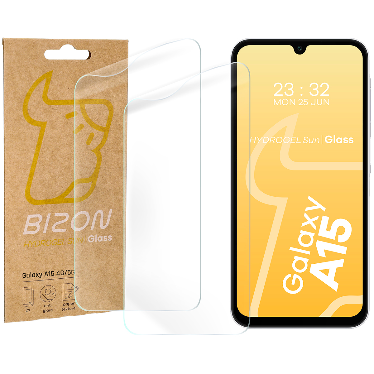Folia matowa na ekran Bizon Glass Hydrogel Sun do Galaxy A15 5G/4G, 2 sztuki