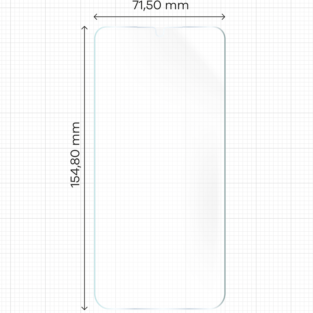 Miarka z wymiarami folii matowej Bizon Glass Hydrogel Sun