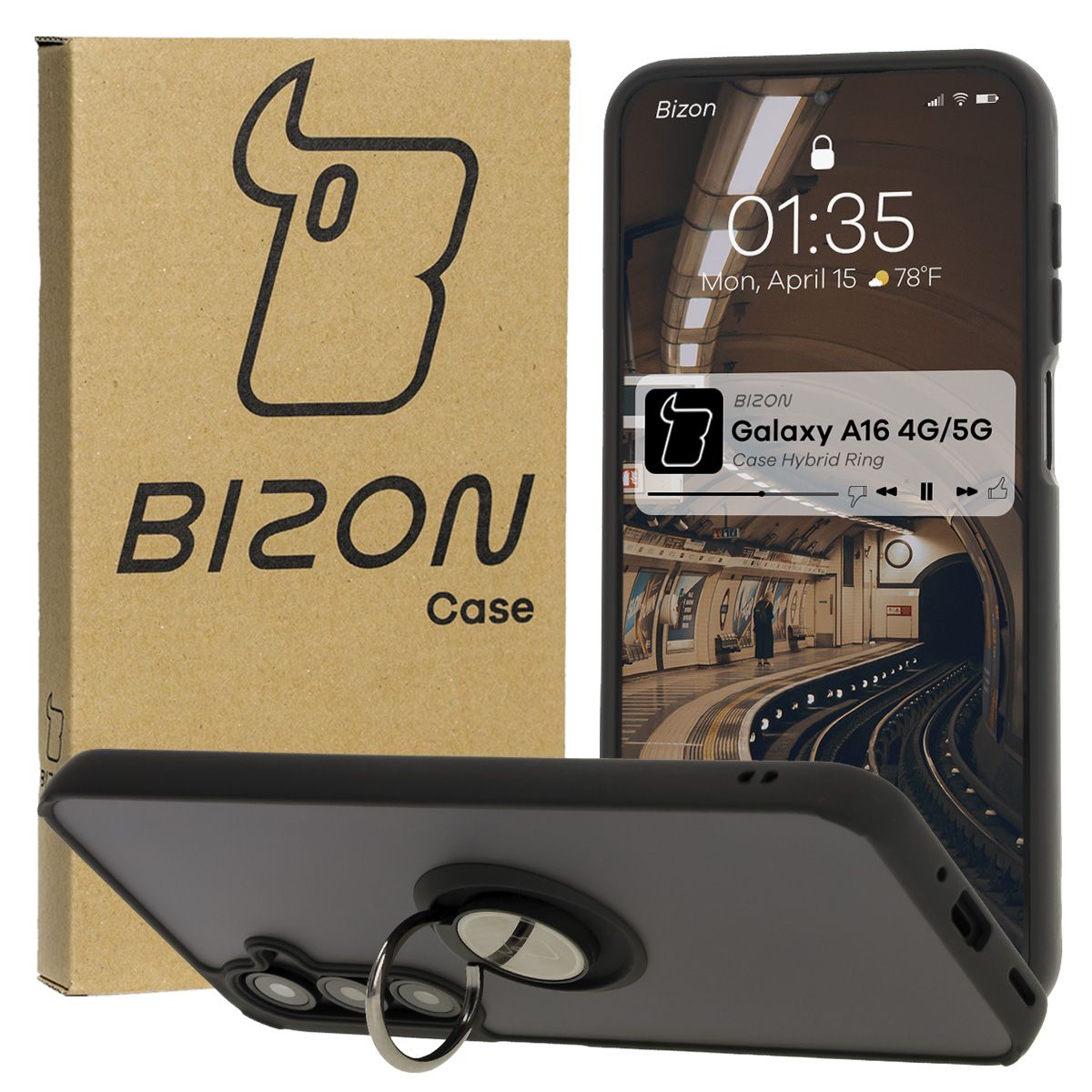 Husă cu suport pentru deget Bizon Case Hybrid Ring pentru Samsung Galaxy A16 4G/5G