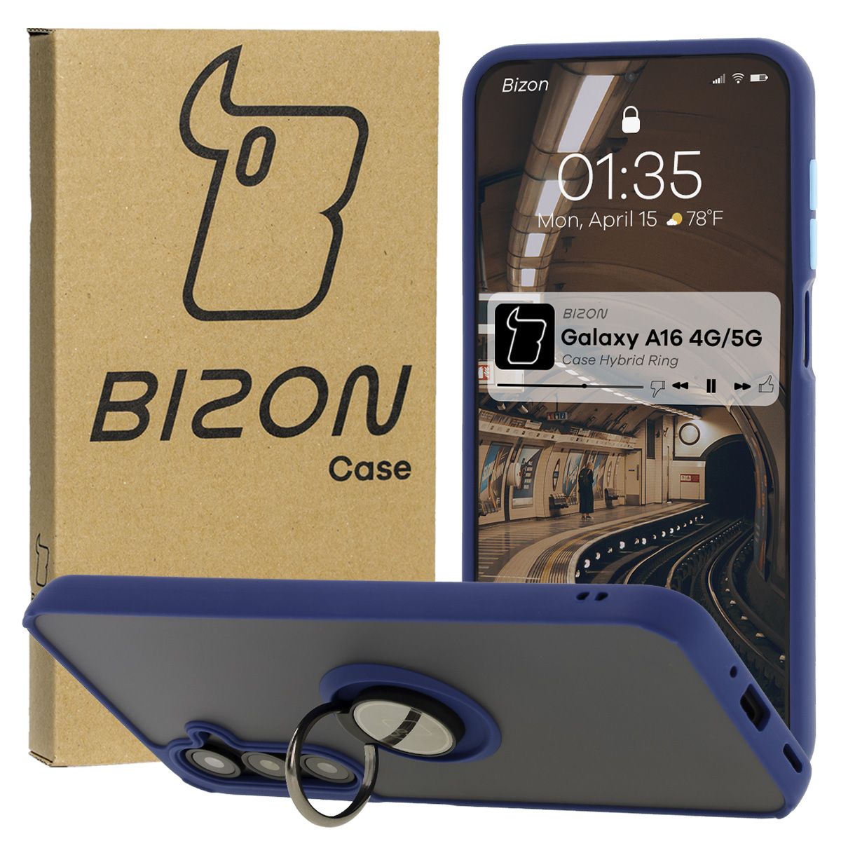 Carcasa cu suport pentru deget Bizon Case Hybrid Ring pentru Samsung Galaxy A16 4G/5G
