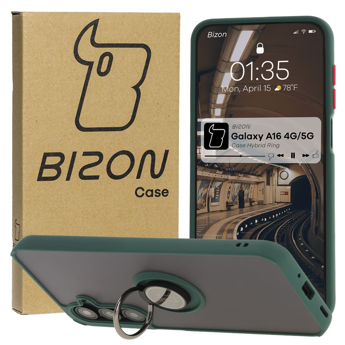 Husă cu suport pentru deget Bizon Case Hybrid Ring pentru Samsung Galaxy A16 4G/5G
