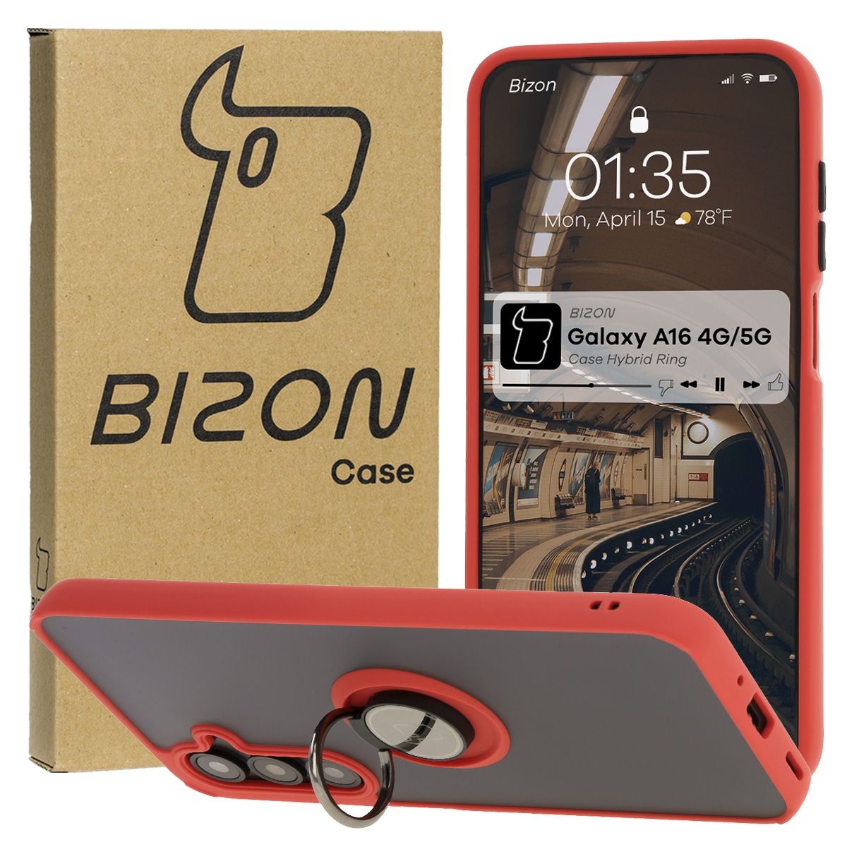 Husă cu suport pentru deget Bizon Case Hybrid Ring pentru Samsung Galaxy A16 4G/5G