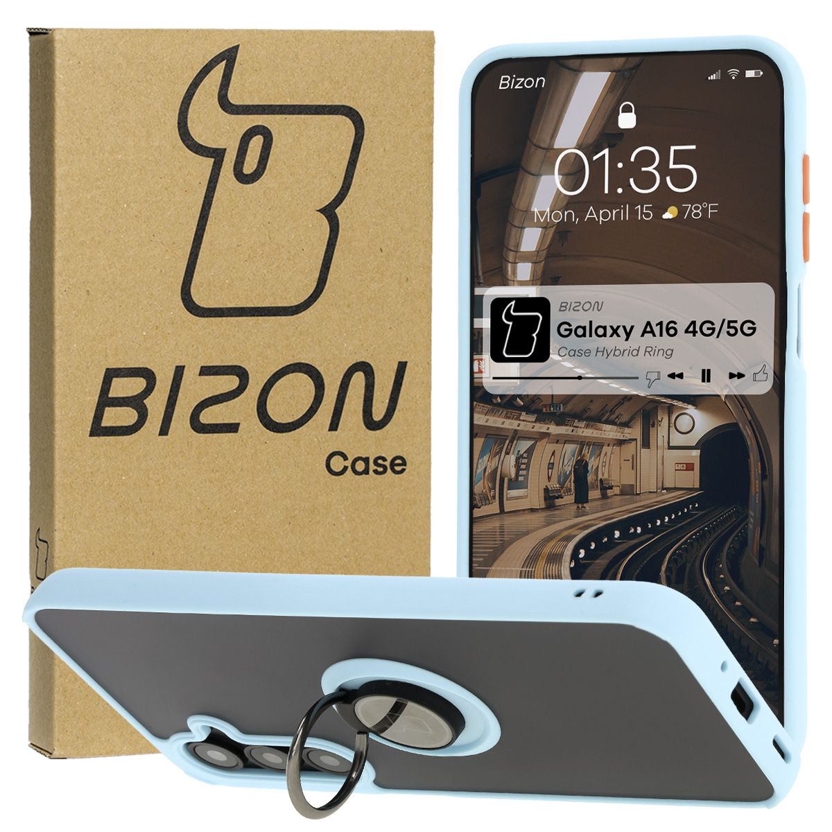 Fingerhalter-Hülle Bizon Case Hybrid Ring für Samsung Galaxy A16 4G/5G