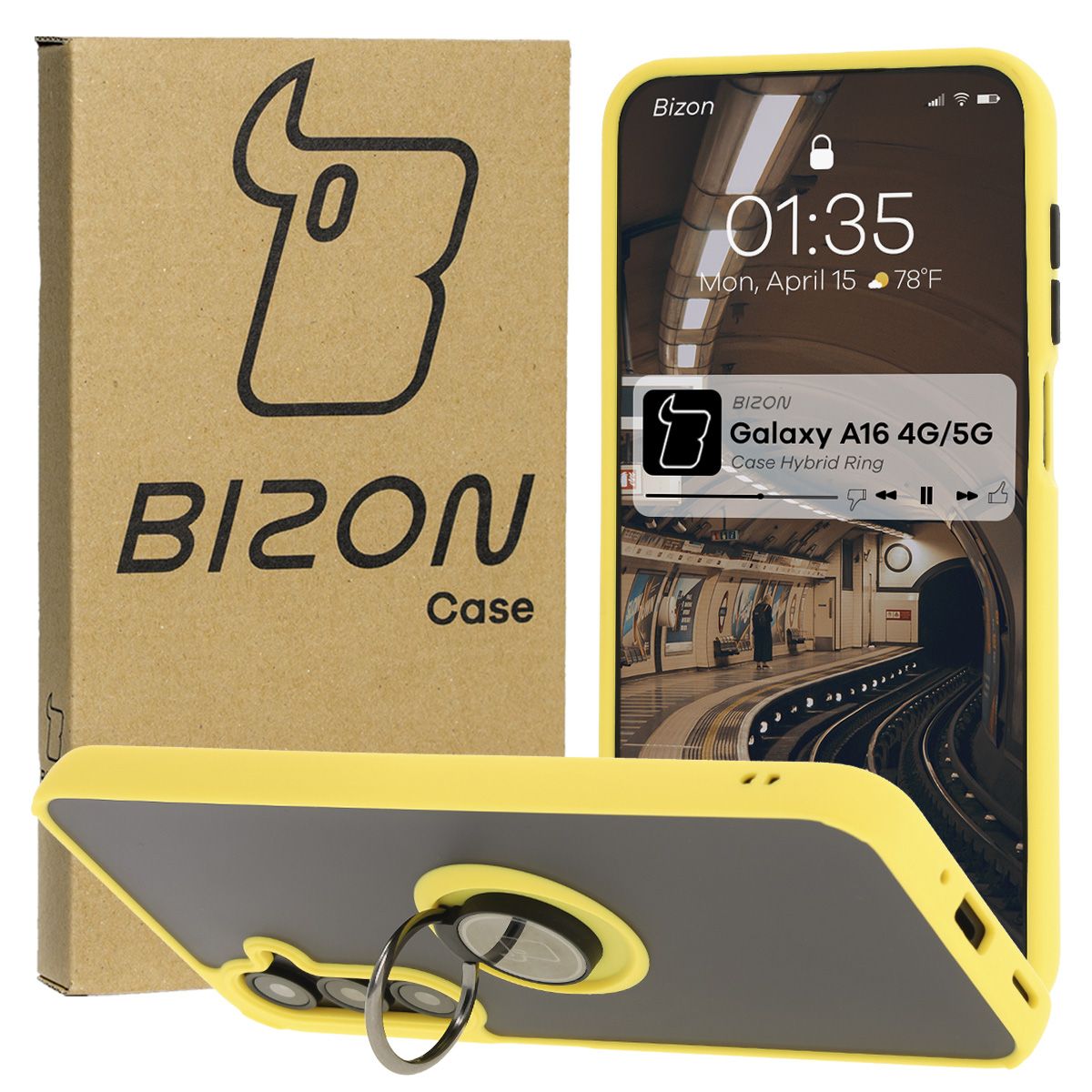 Carcasă cu suport pentru deget Bizon Case Hybrid Ring pentru Samsung Galaxy A16 4G/5G