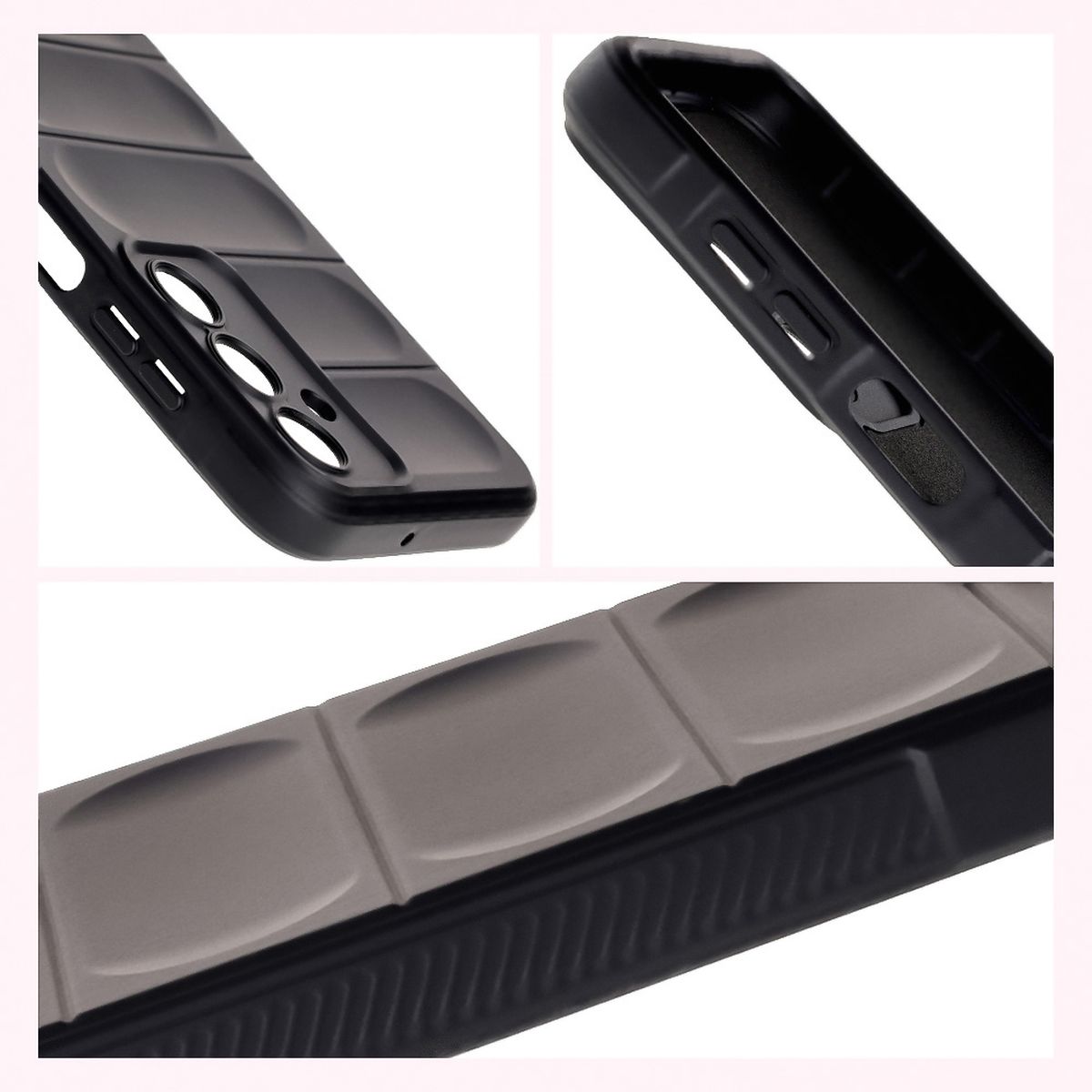 Textured sides and raised edges of the screen and camera in the Bison Case Tur