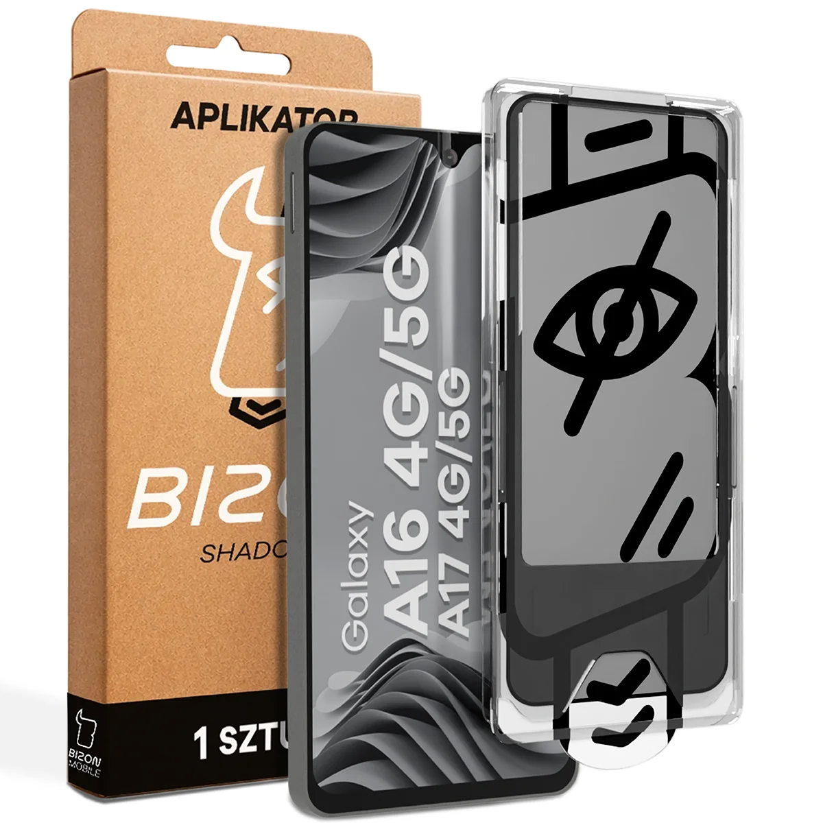 Szkło prywatyzujące z aplikatorem Bizon Glass Aplikator Shadow dla Samsung Galaxy A16 / Samsung Galaxy A17