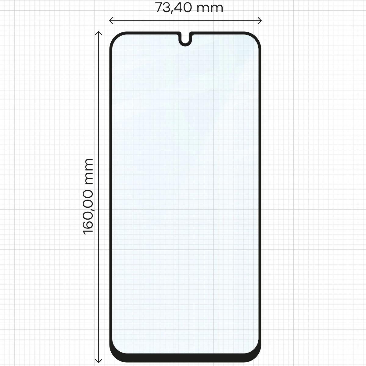 Miarka z wymiarami szkła hartowanego Bizon Glass Edge 2 do Samsung Galaxy A16 4G / Samsung Galaxy A16 5G