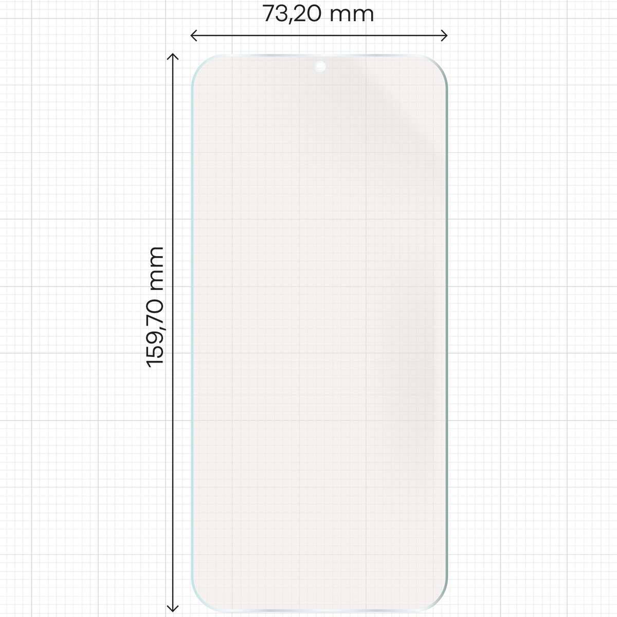 Miarka z wymiarami folii matowej Bizon Glass Hydrogel Sun
