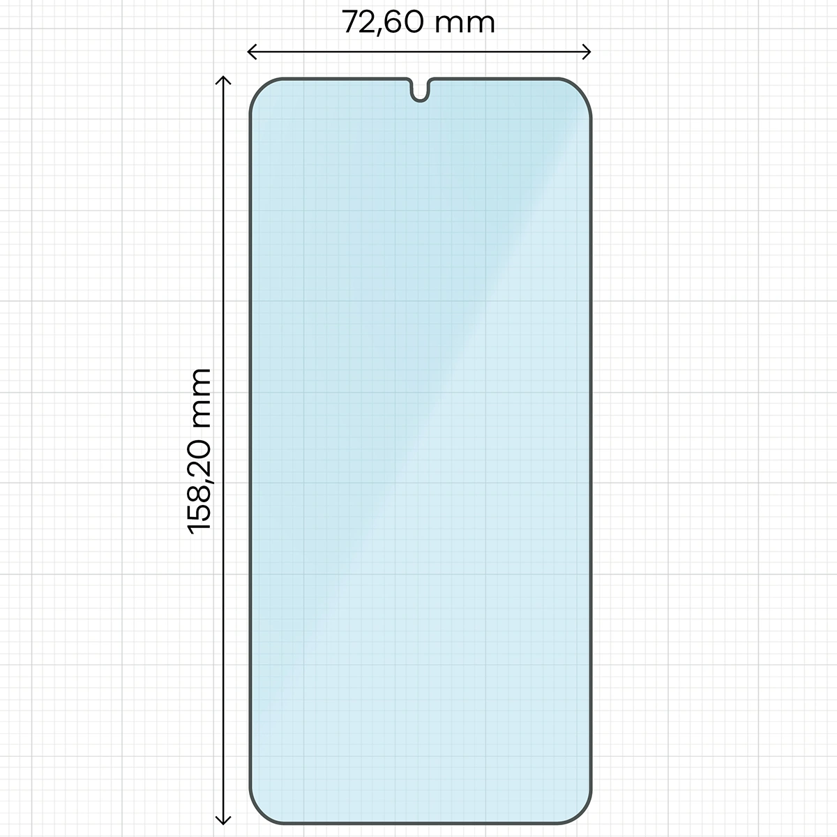 Miarka z wymiarami szkła hartowanego Bizon Smart Glass do Samsung Galaxy A16 4G/5G / Samsung Galaxy A17 5G / Samsung Galaxy A26 5G
