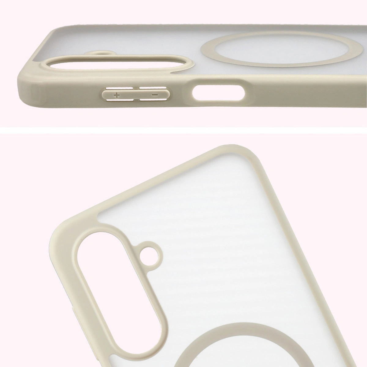 Pełne wycięcie i podwyższone krawędzie aparatu w etui Bizon Case MatteO do Samsung Galaxy A17 5G