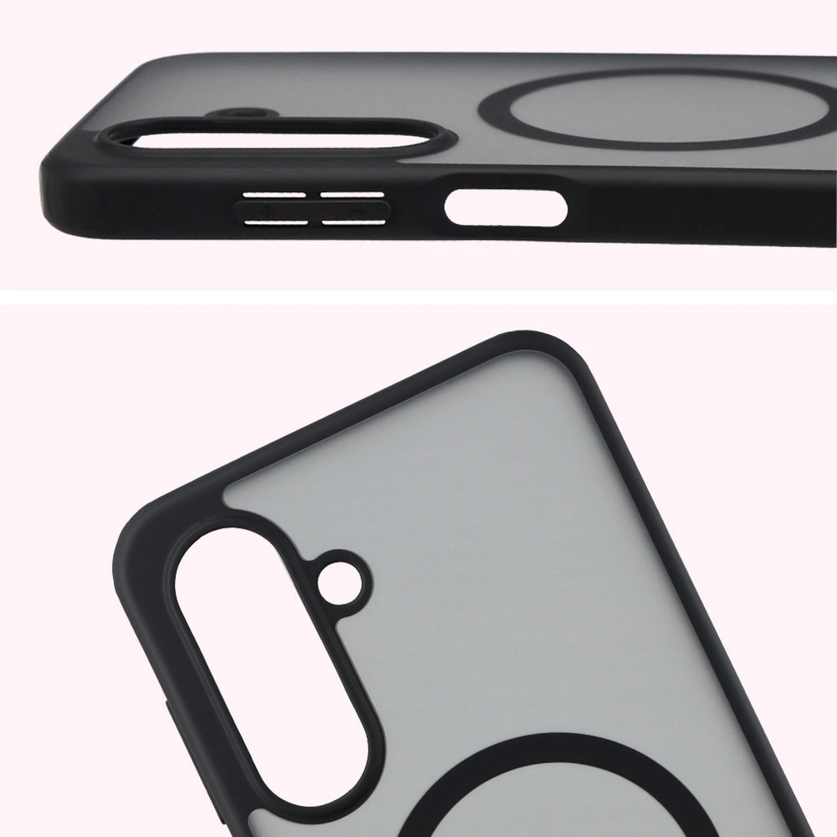 Pełne wycięcie i podwyższone krawędzie aparatu w etui Bizon Case MatteO do Samsung Galaxy A17 5G