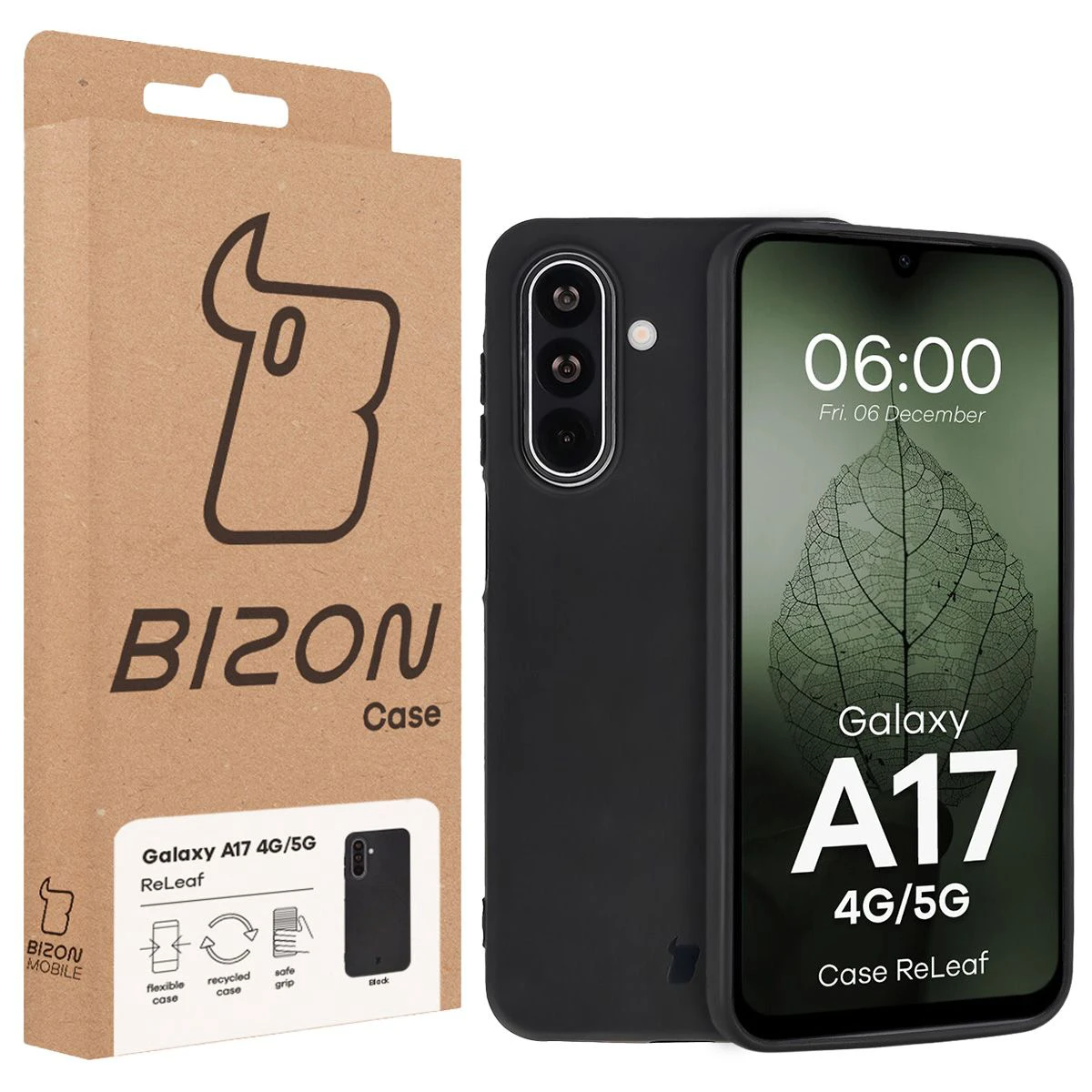 Front of the Bizon Case box with a dedicated label for Samsung Galaxy A17 5G