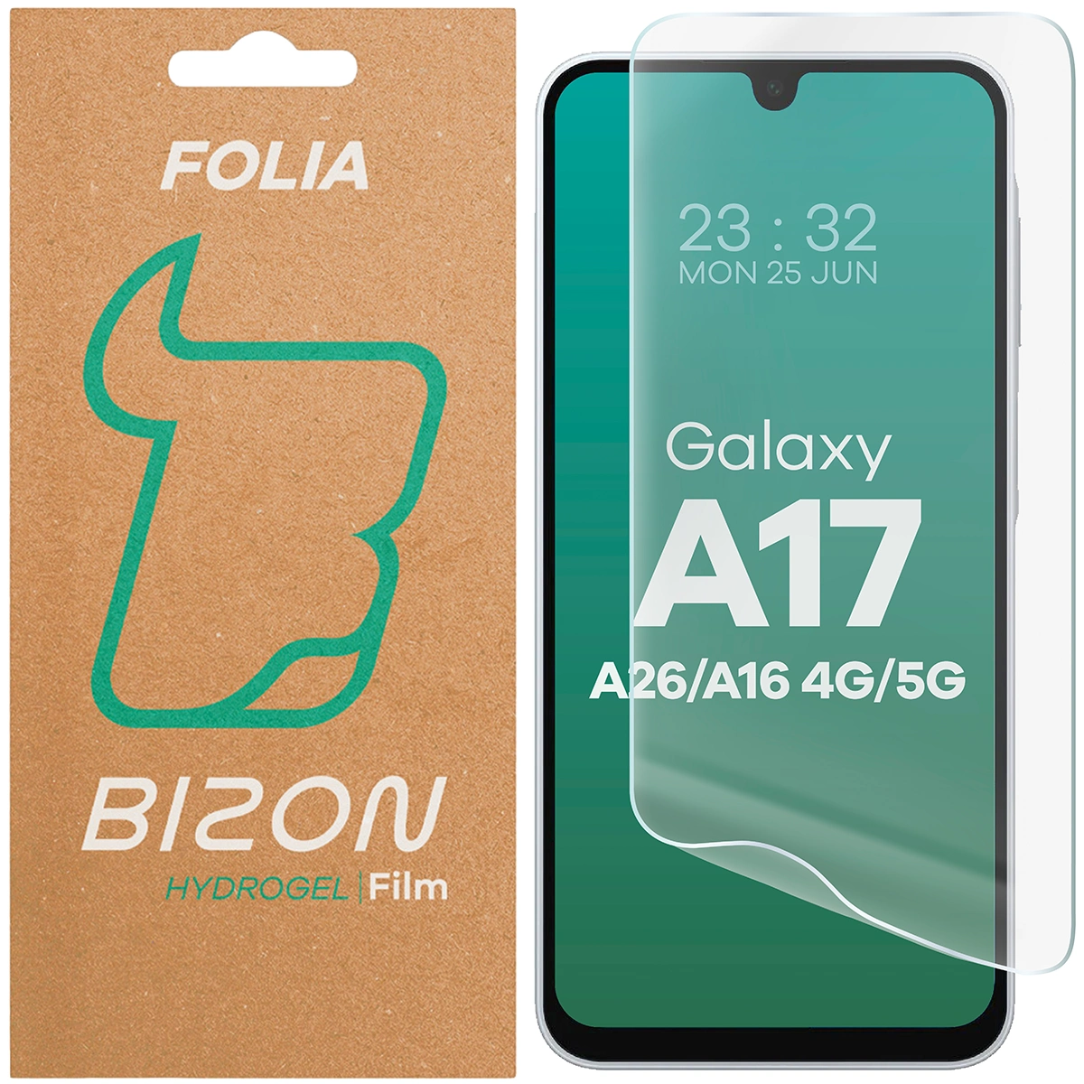 Pudełko i folia hydrożelowa na ekran Bizon Glass Hydrogel Front do Samsung Galaxy A16 4G/5G / Samsung Galaxy A17 5G / Samsung Galaxy A26 5G