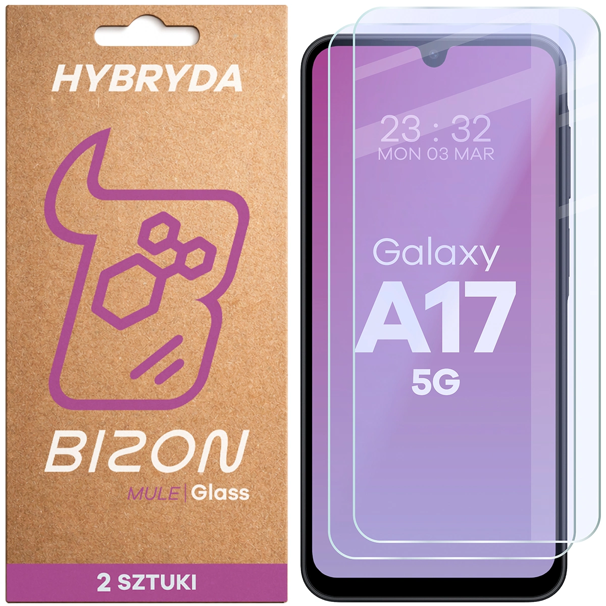 Elastyczne szkło hybrydowe Bizon Glass Mule Duo do Samsung Galaxy A17 5G, 2 sztuki