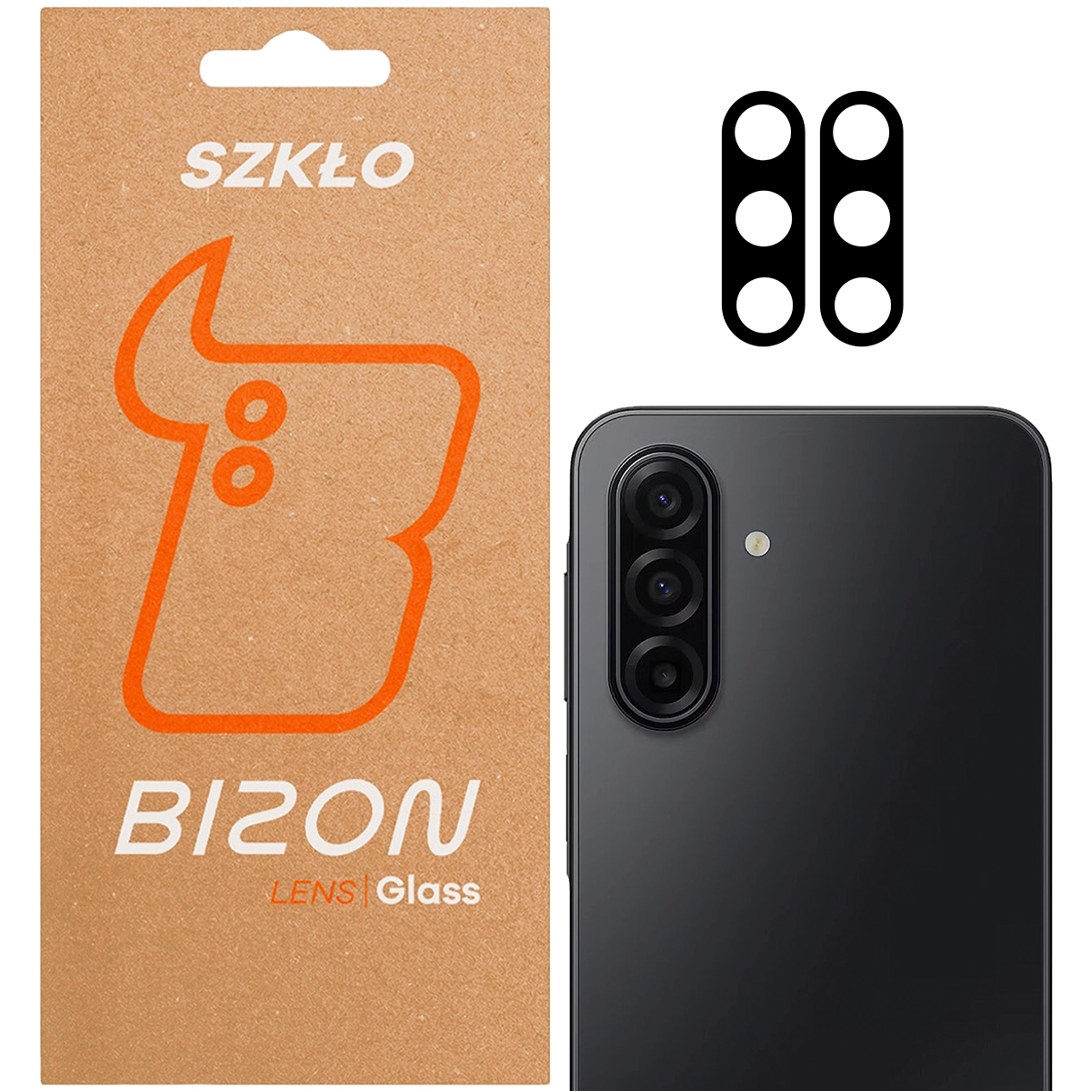 Verpackung und 2 Stück Glas für die Kamera Bizon Glass Lens für Samsung Galaxy A17 5G