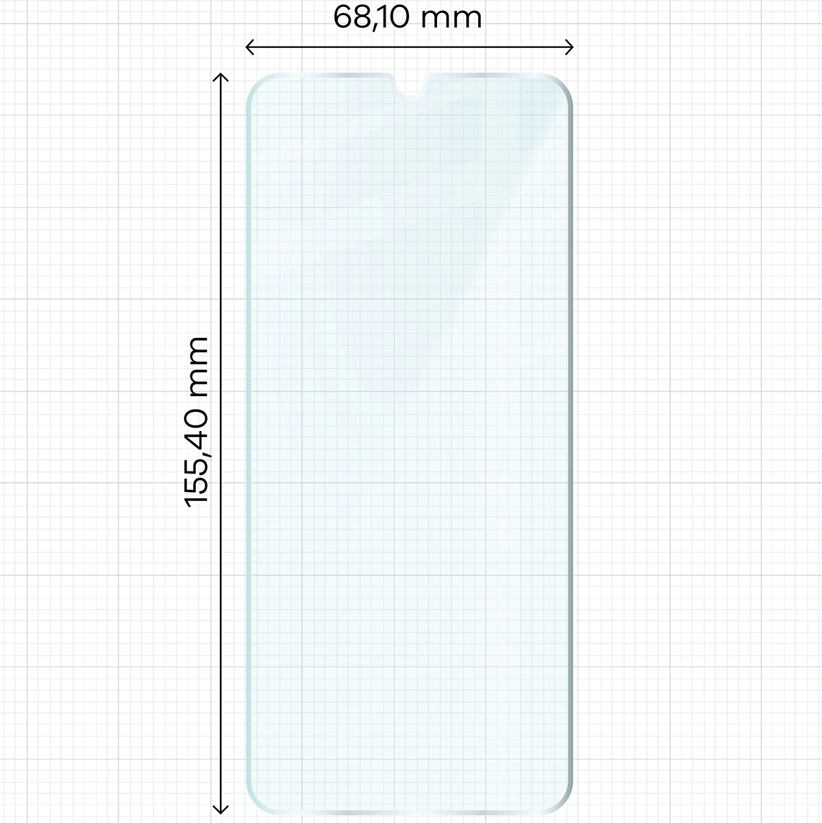 Miarka z wymiarami szkła hartowanego Bizon Glass Clear Duo do Samsung Galaxy A23 4G / 5G