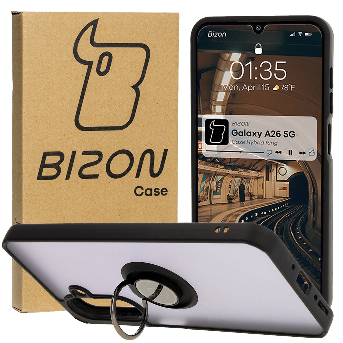 Carcasă cu suport pentru deget Bizon Case Hybrd Ring pentru Samsung Galaxy A26 5G