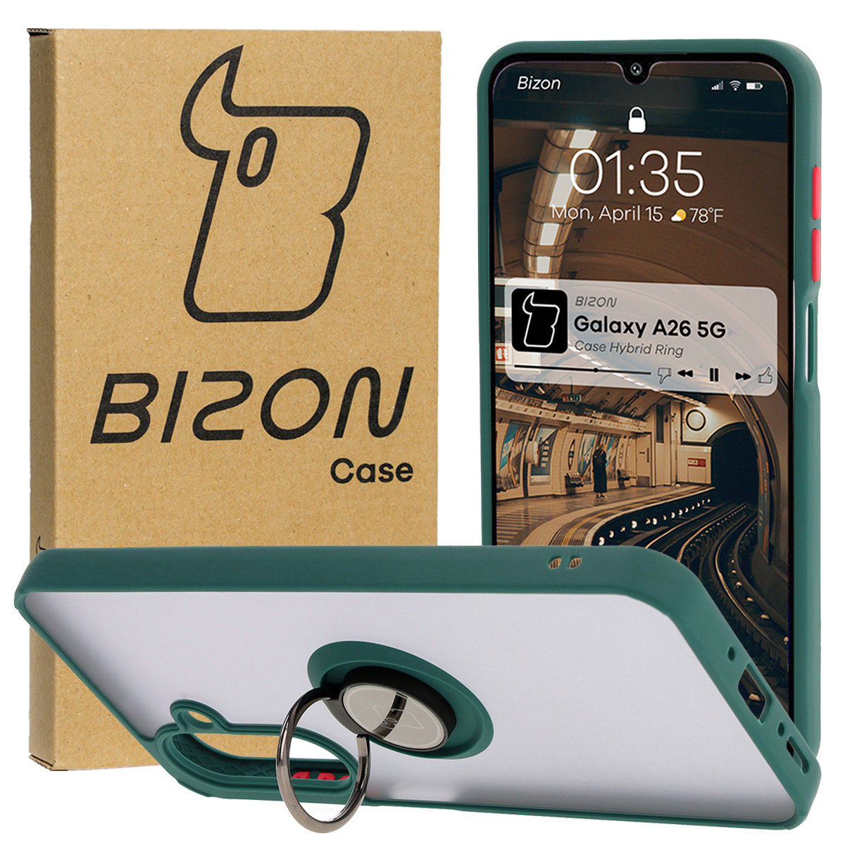 Husă cu suport pentru deget Bizon Case Hybrid Ring pentru Samsung Galaxy A26 5G