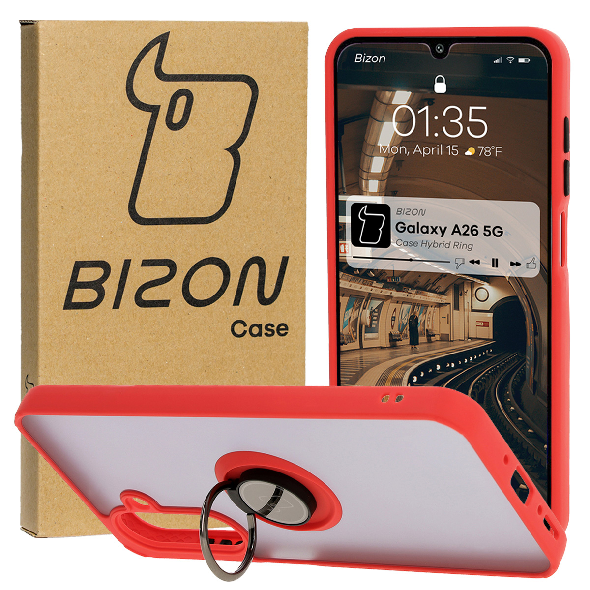 Etui z uchwytem na palec Bizon Case Hybrd Ring do Samsung Galaxy A26 5G
