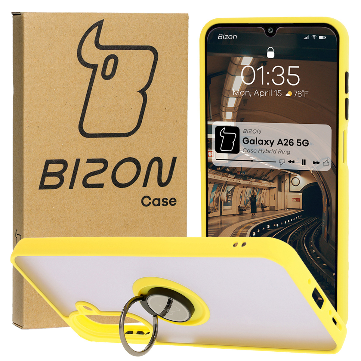 Husă cu suport pentru deget Bizon Case Hybrid Ring pentru Samsung Galaxy A26 5G