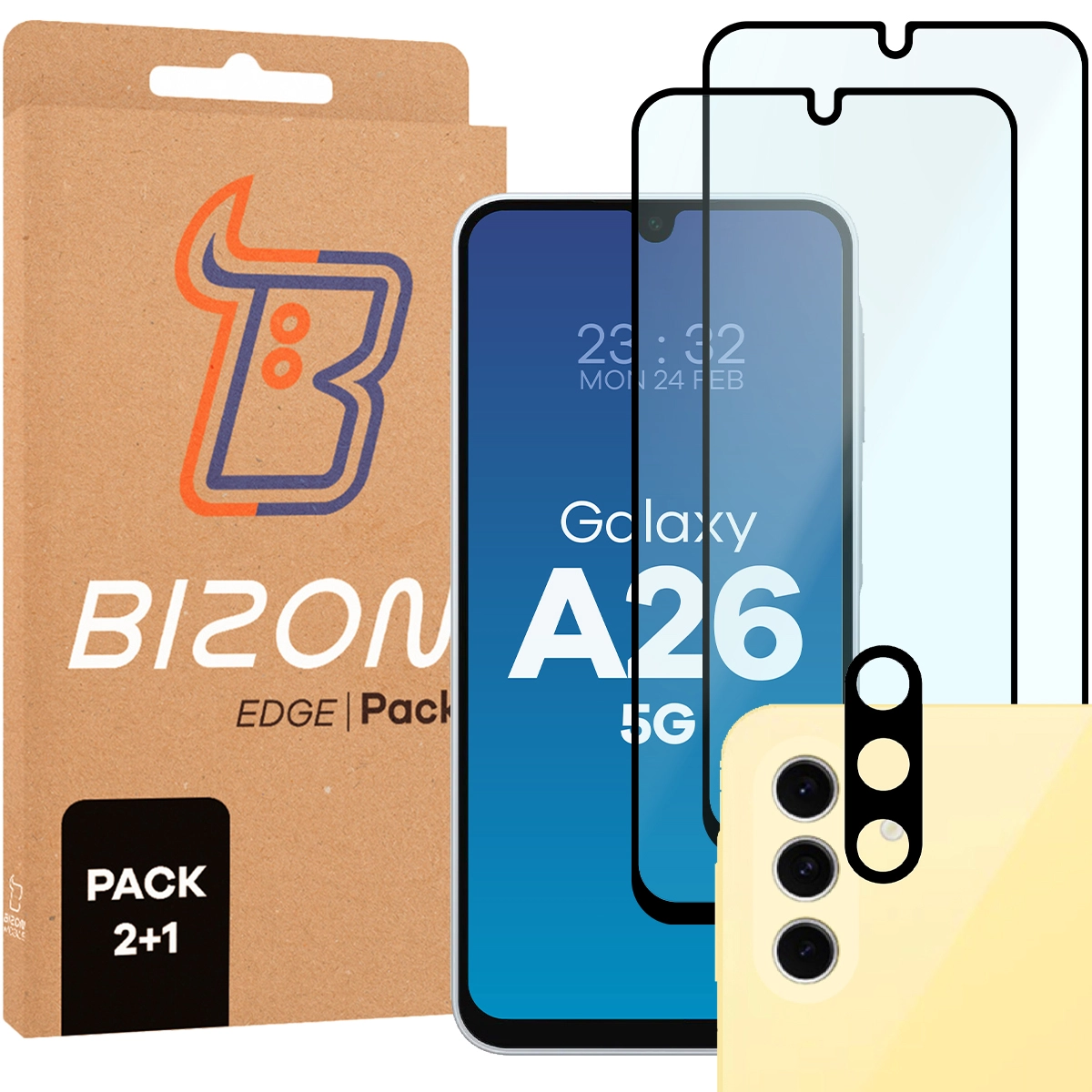 Zawartość zestawu Bizon Glass Edge 2 dla Galaxy A26 5G