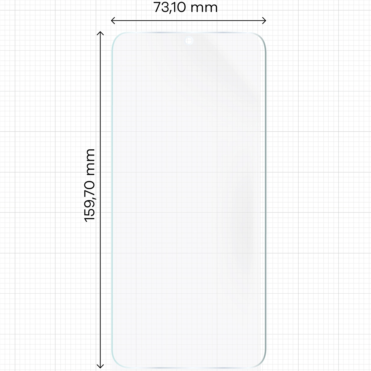 Miarka z wymiarami folii matowej Bizon Glass Film Sun do Samsung Galaxy A26 5G