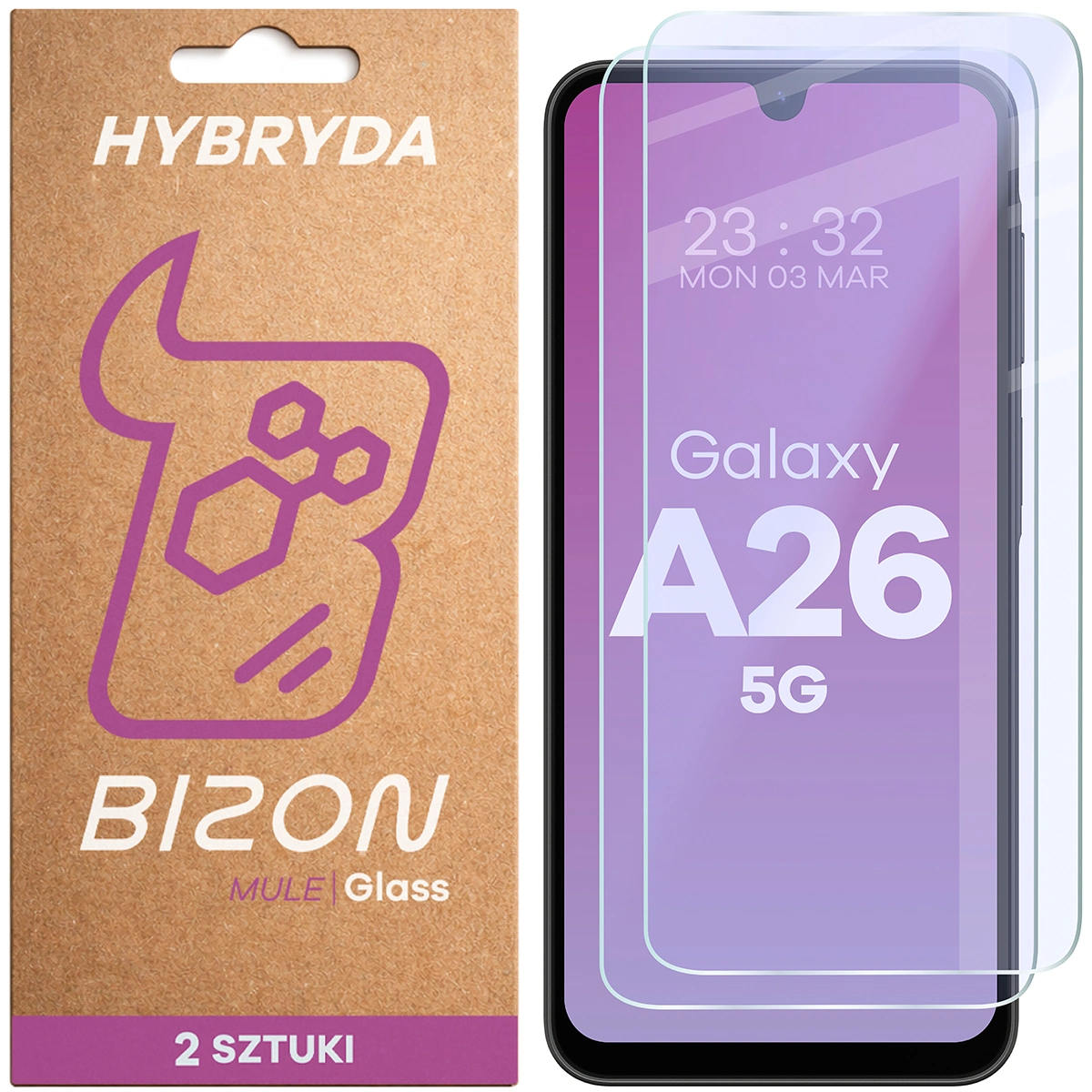 Elastyczne szkło hybrydowe Bizon Glass Mule Duo do Samsung Galaxy A26 5G, 2 sztuki
