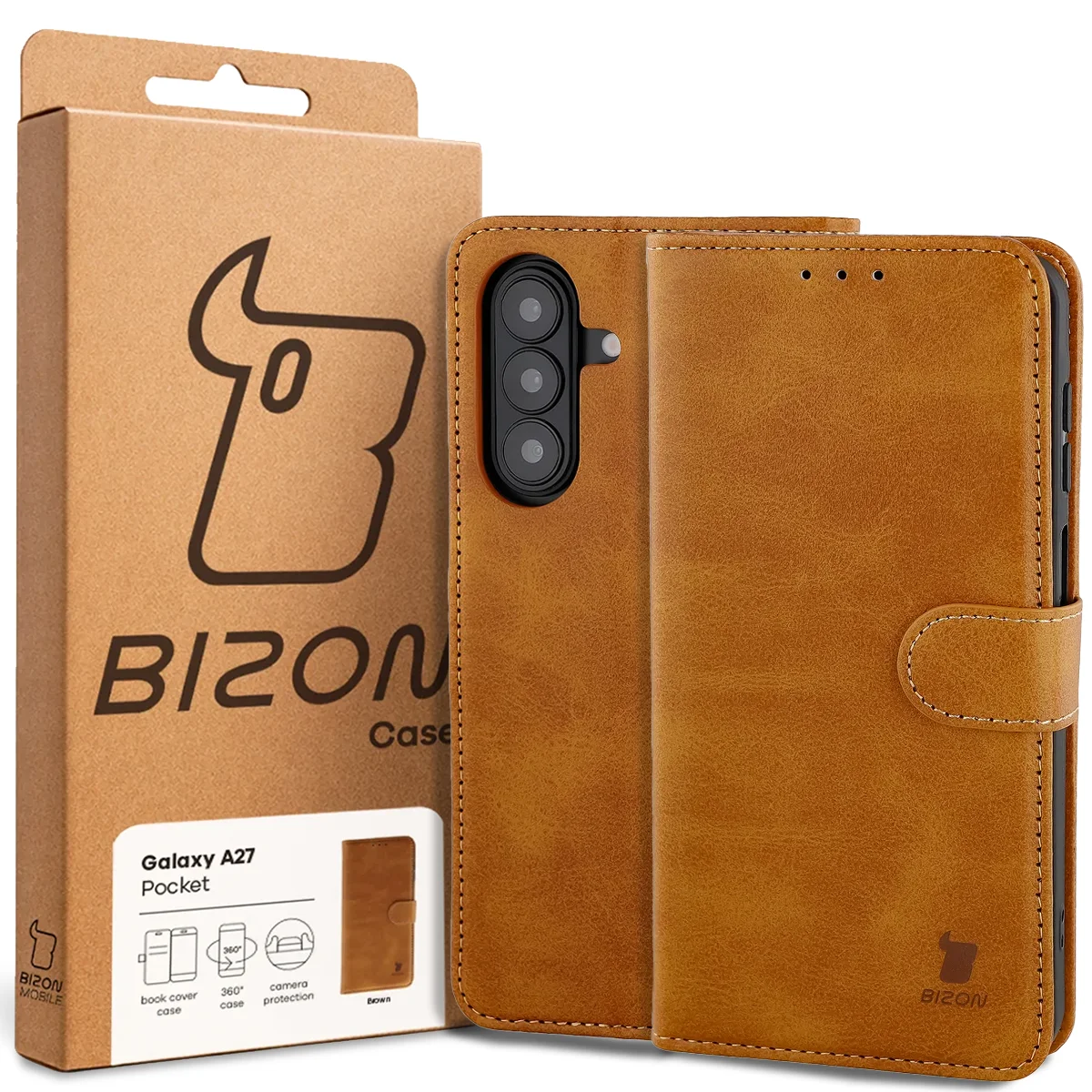 Front of the Bizon Case box with a dedicated label for Samsung Galaxy A27 5G