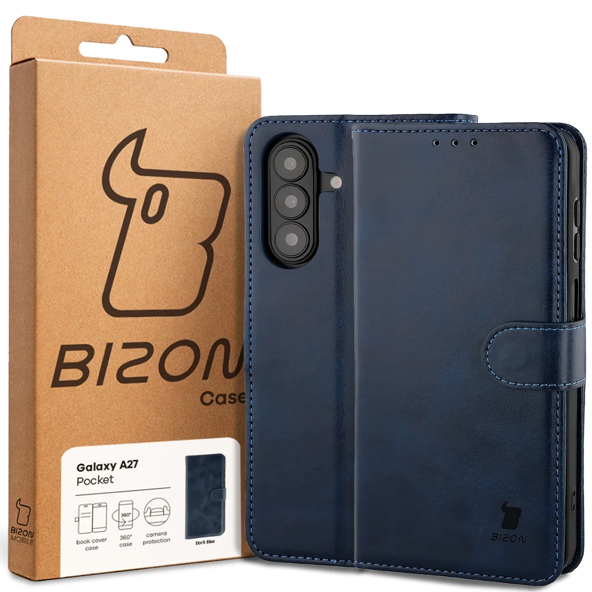 Front of the Bison Case box with a dedicated label for Samsung Galaxy A27 5G