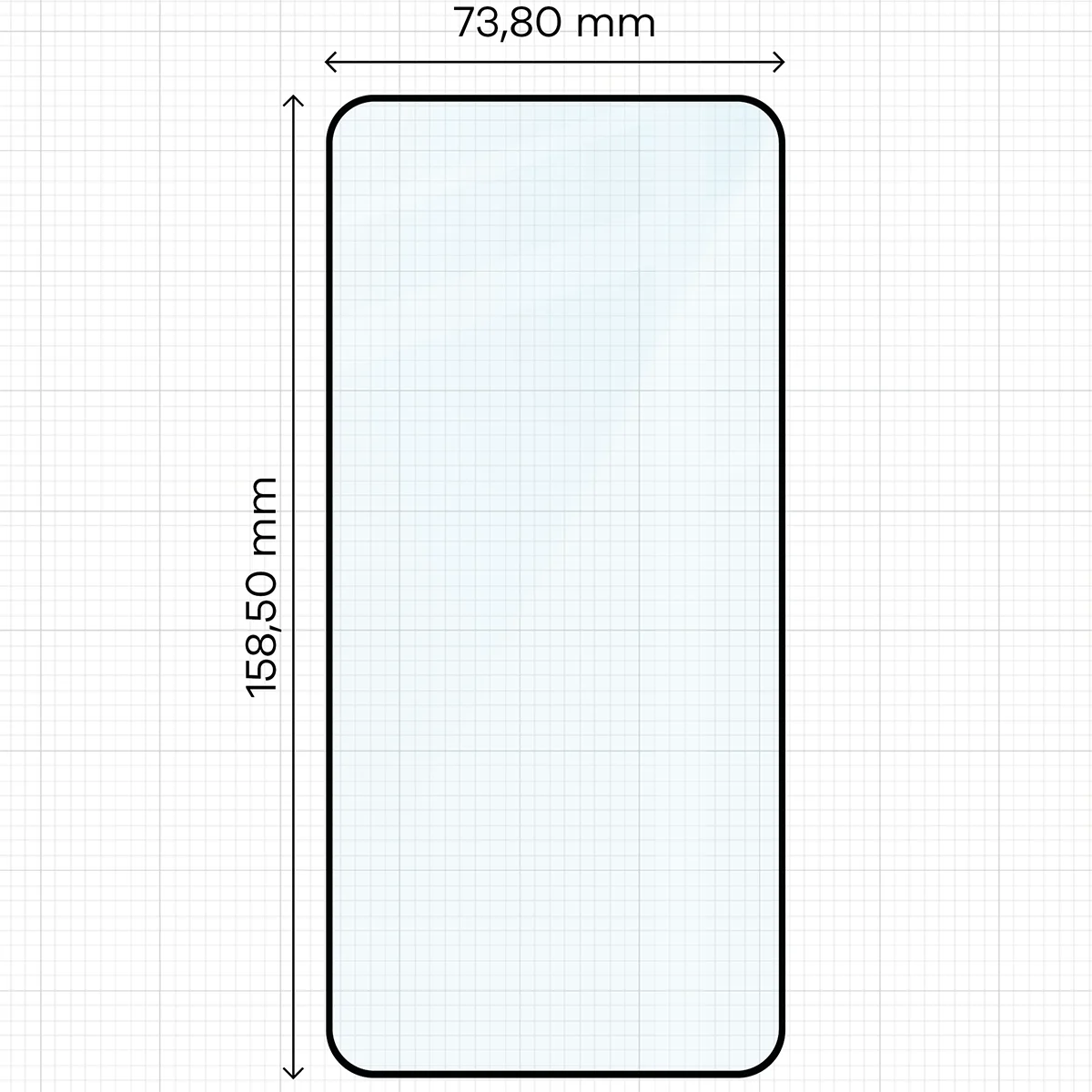 Glass dimensions on a ruler for Samsung Galaxy A27 5G