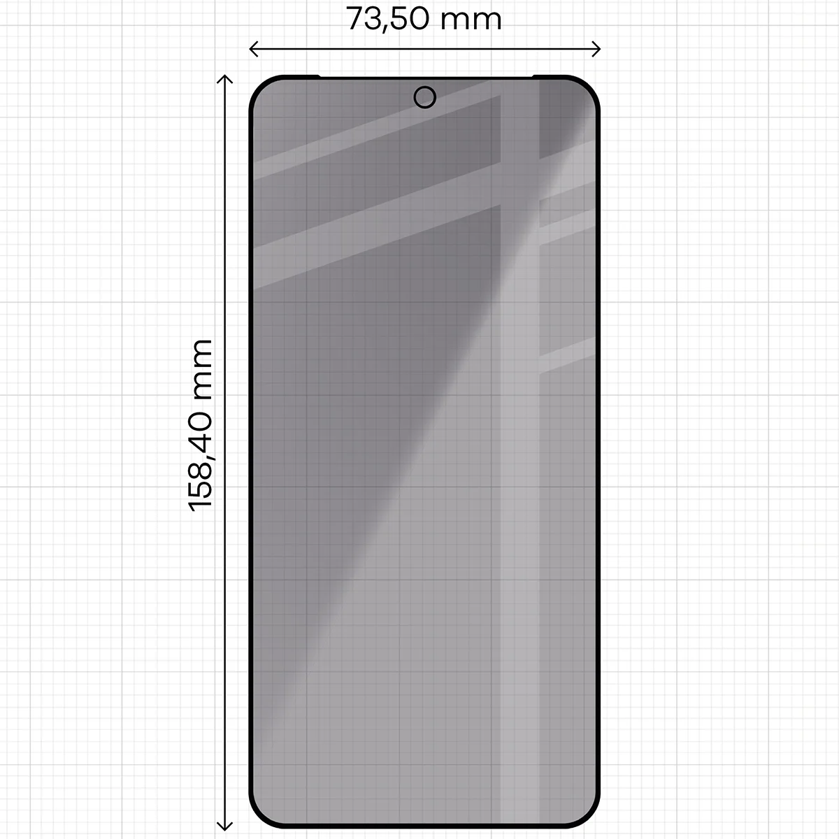 Glass dimensions on a ruler for Samsung Galaxy A27 5G