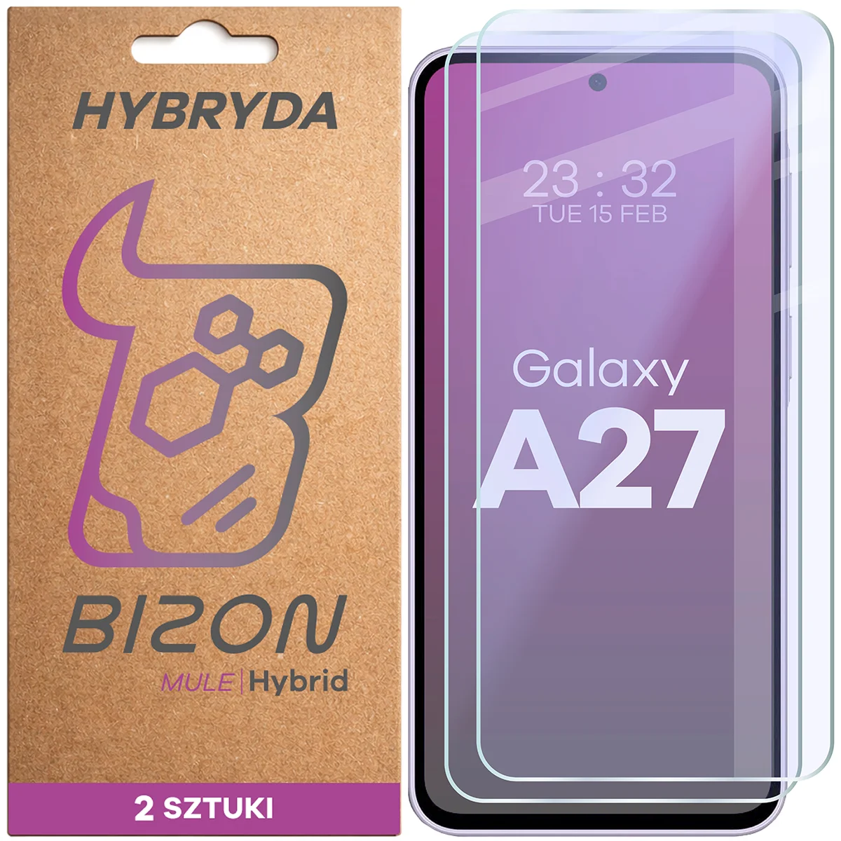 Elastyczne szkło hybrydowe Bizon Hybrid Mule Duo do Samsung Galaxy A27 5G, 2 sztuki