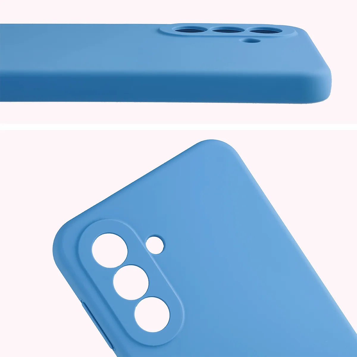 Közelkép a lencsekivágásokról a Bizon Soft Case tokban a Samsung Galaxy A27 5G-hez