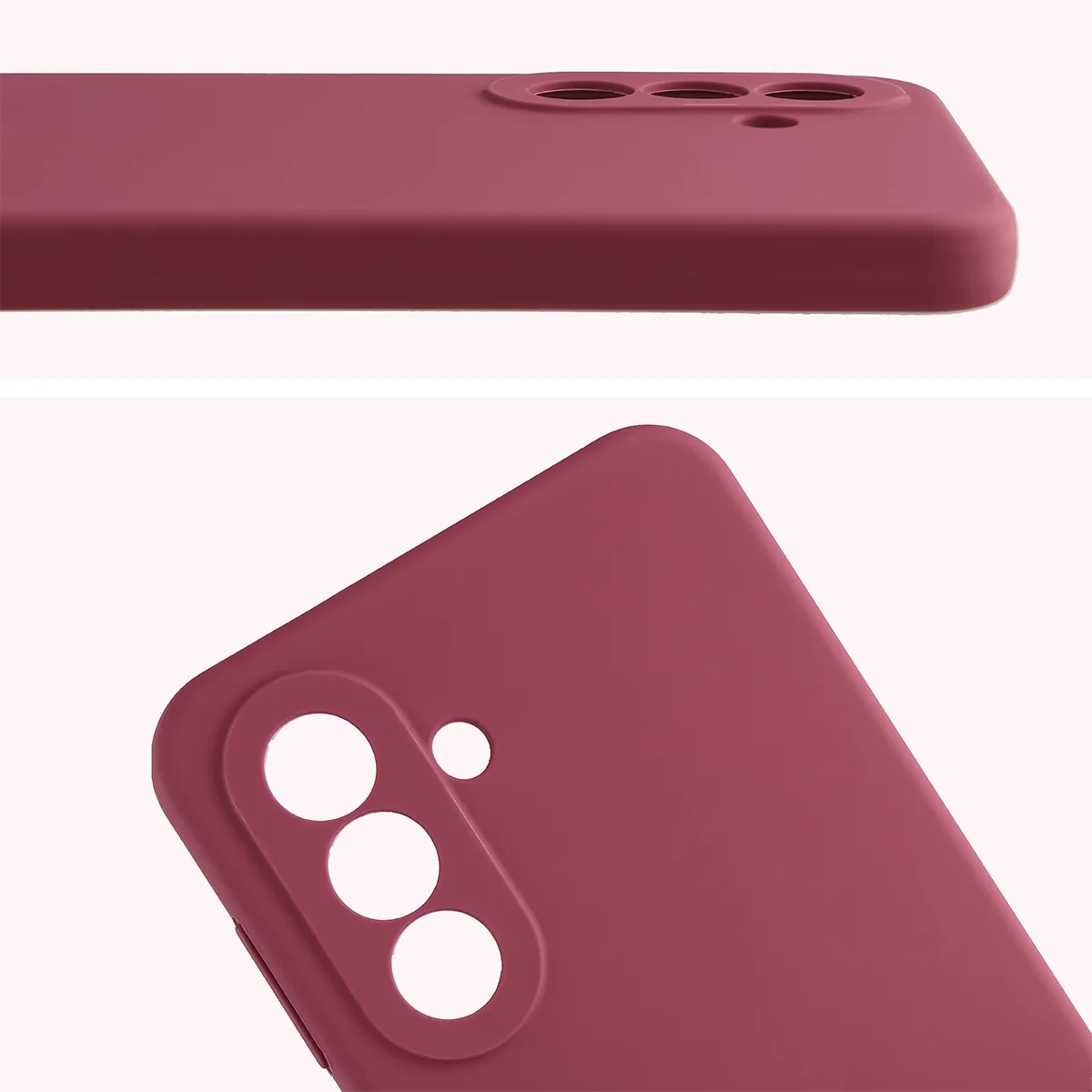 Közelkép a lencsekivágásokról a Bizon Soft Case tokban a Samsung Galaxy A27 5G-hez